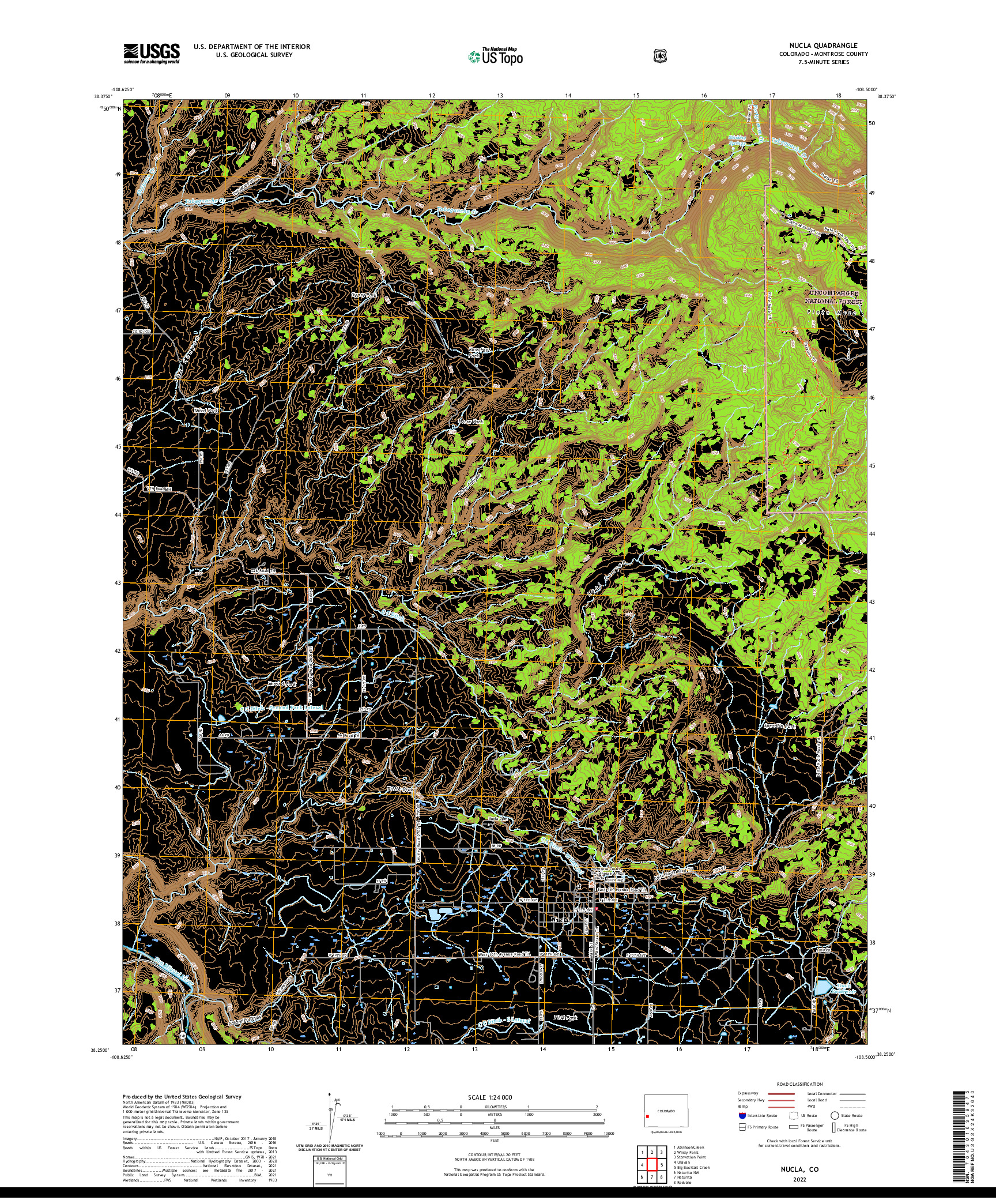 US TOPO 7.5-MINUTE MAP FOR NUCLA, CO