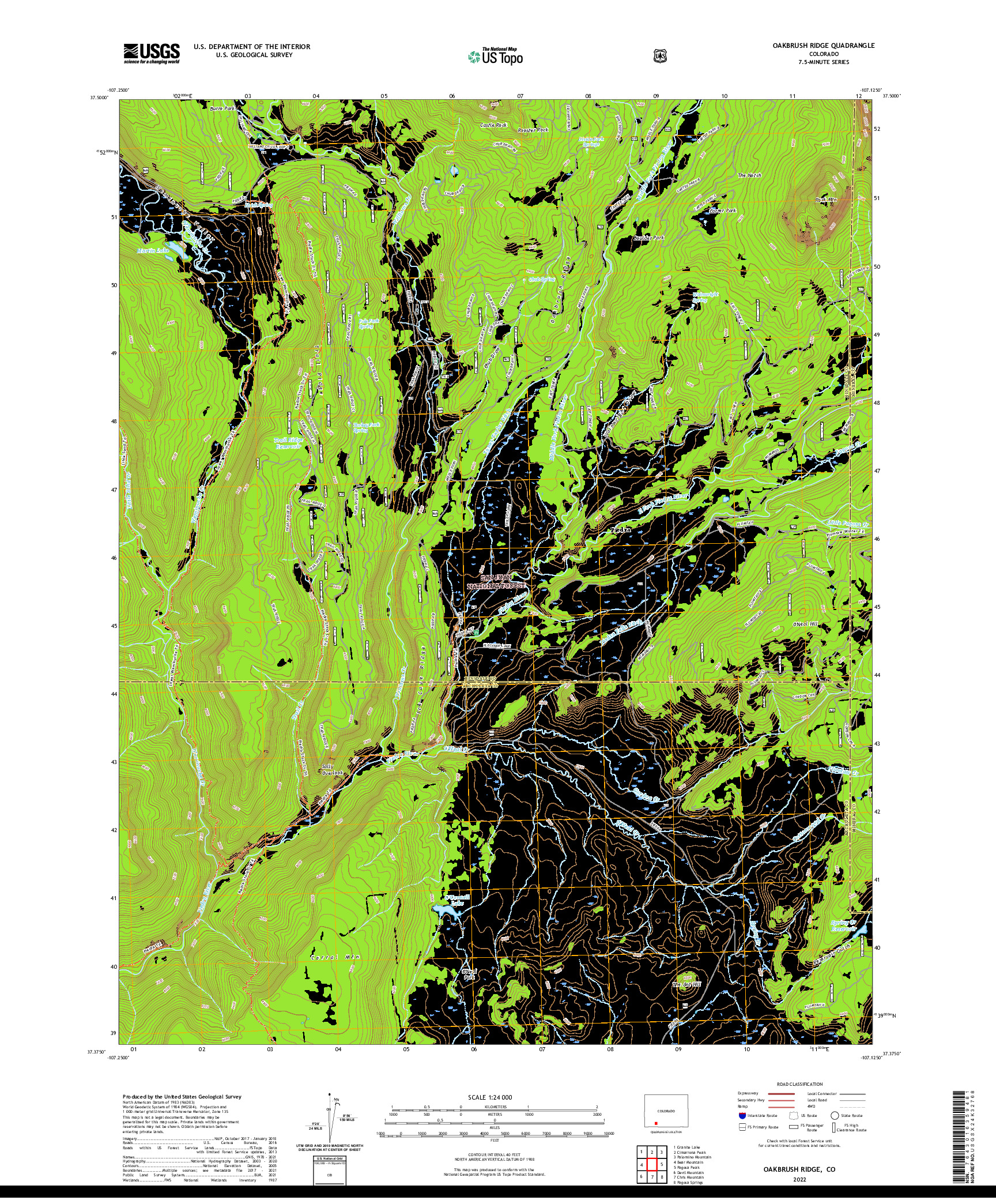 US TOPO 7.5-MINUTE MAP FOR OAKBRUSH RIDGE, CO