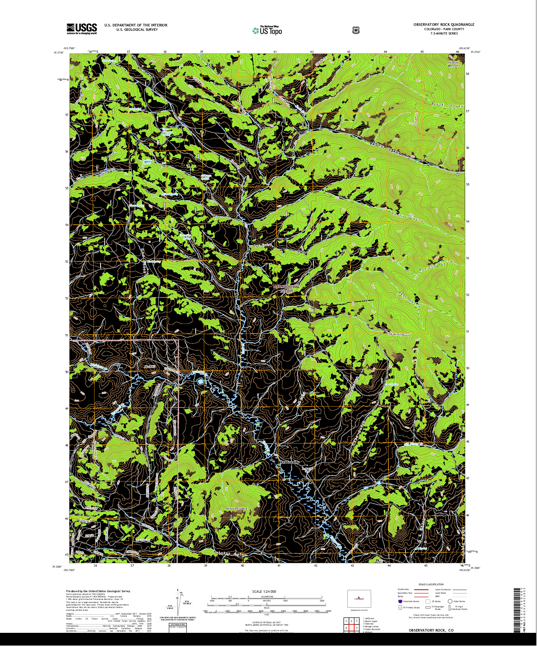 US TOPO 7.5-MINUTE MAP FOR OBSERVATORY ROCK, CO