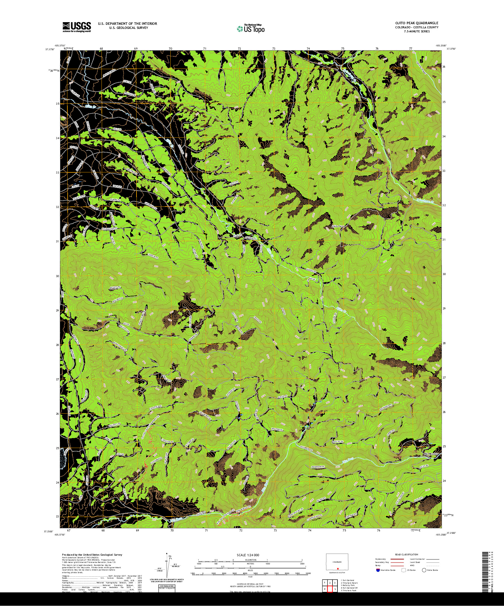 US TOPO 7.5-MINUTE MAP FOR OJITO PEAK, CO