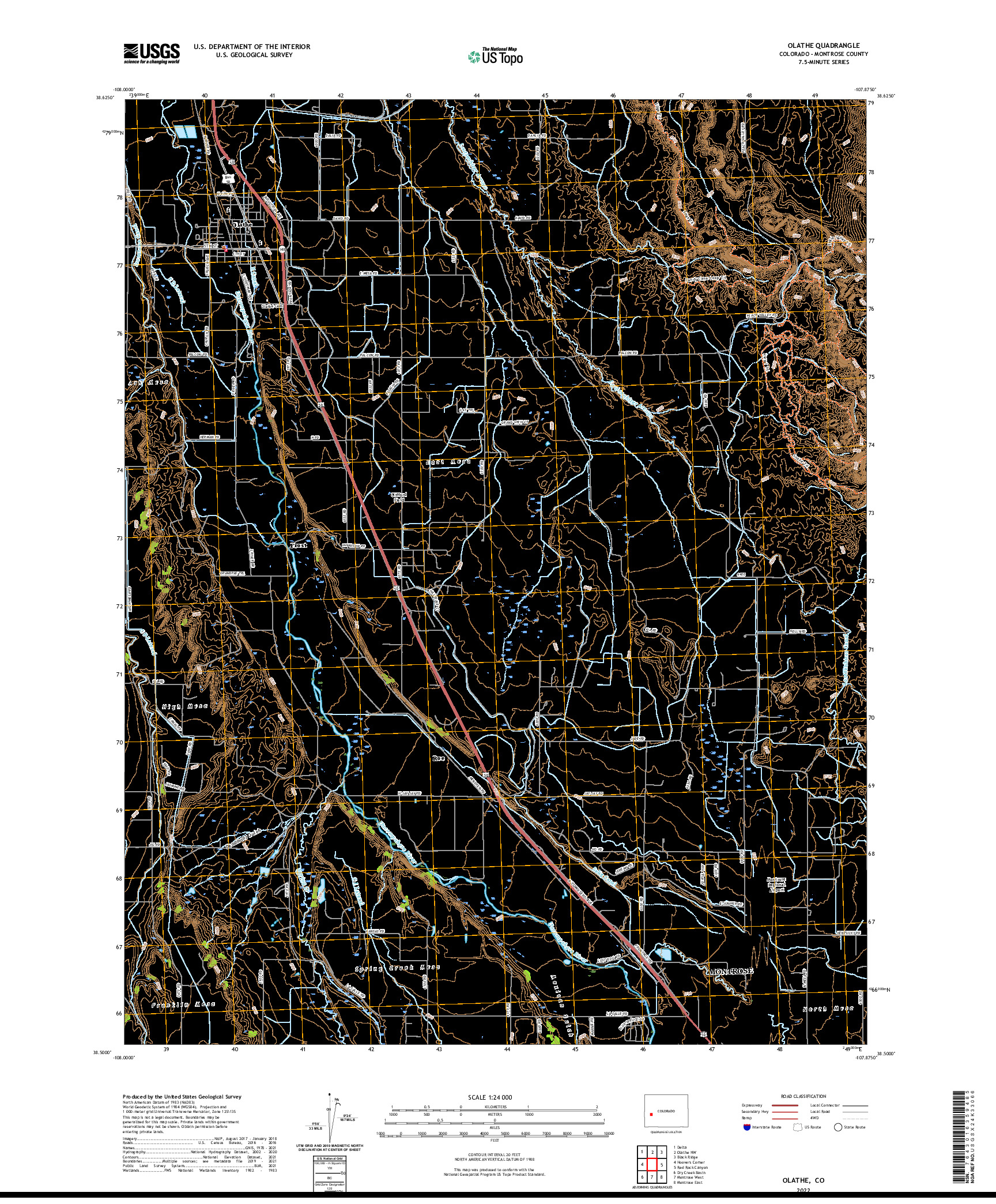 US TOPO 7.5-MINUTE MAP FOR OLATHE, CO