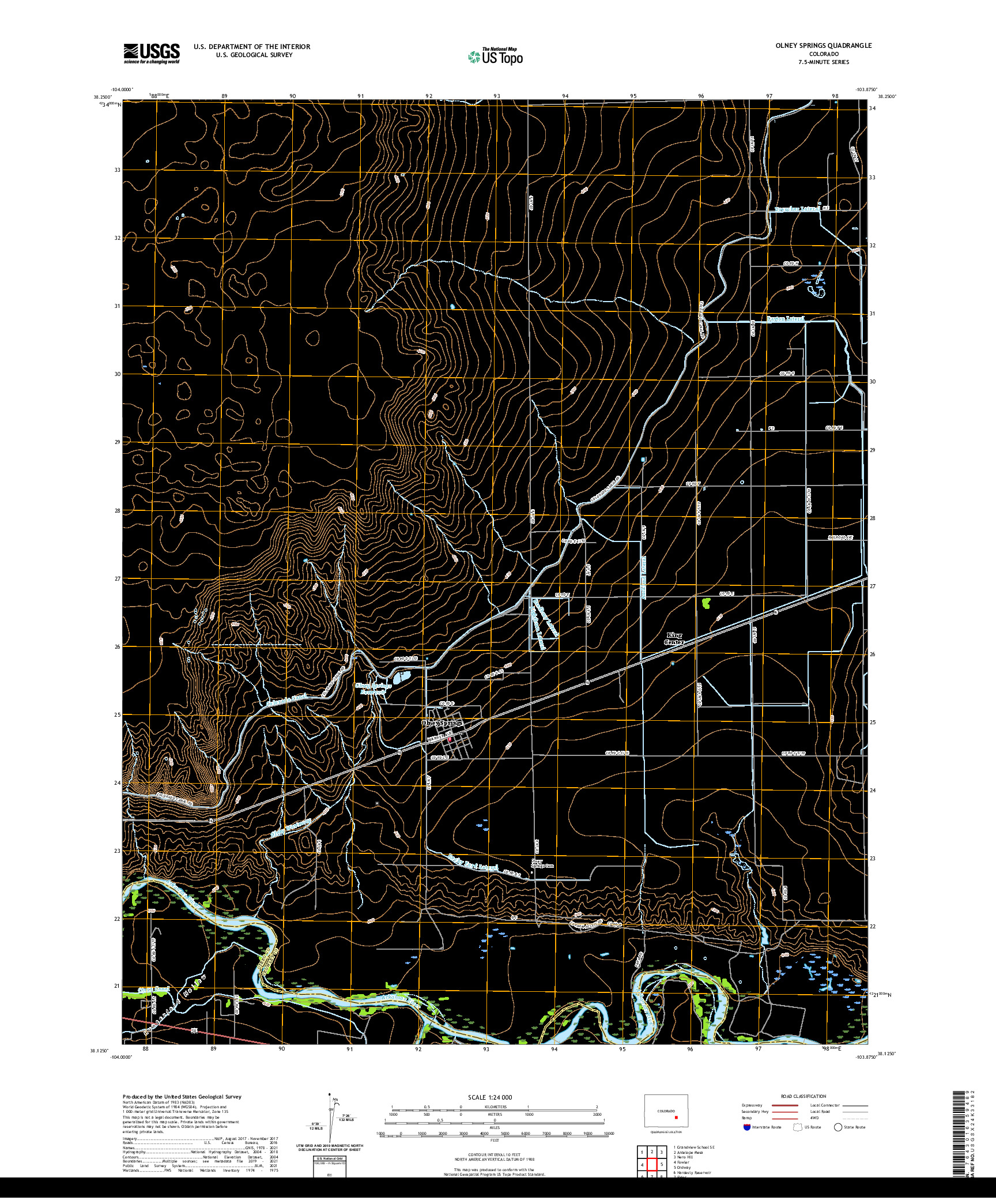 US TOPO 7.5-MINUTE MAP FOR OLNEY SPRINGS, CO