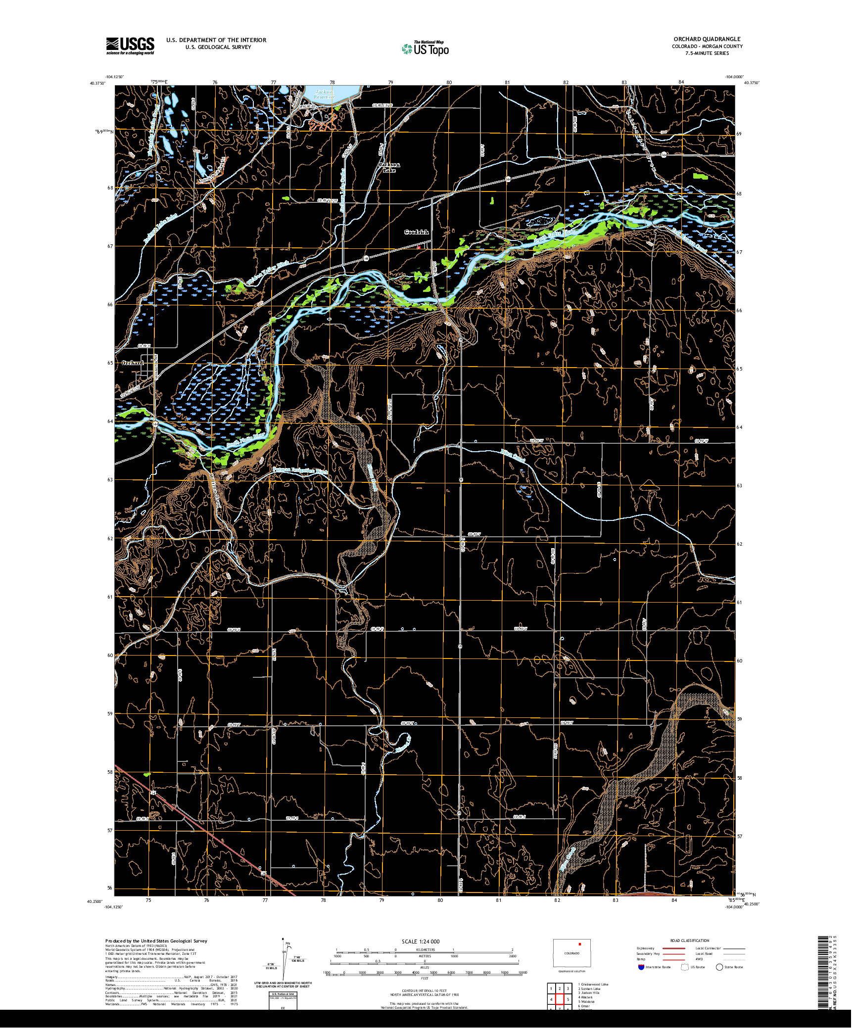 US TOPO 7.5-MINUTE MAP FOR ORCHARD, CO