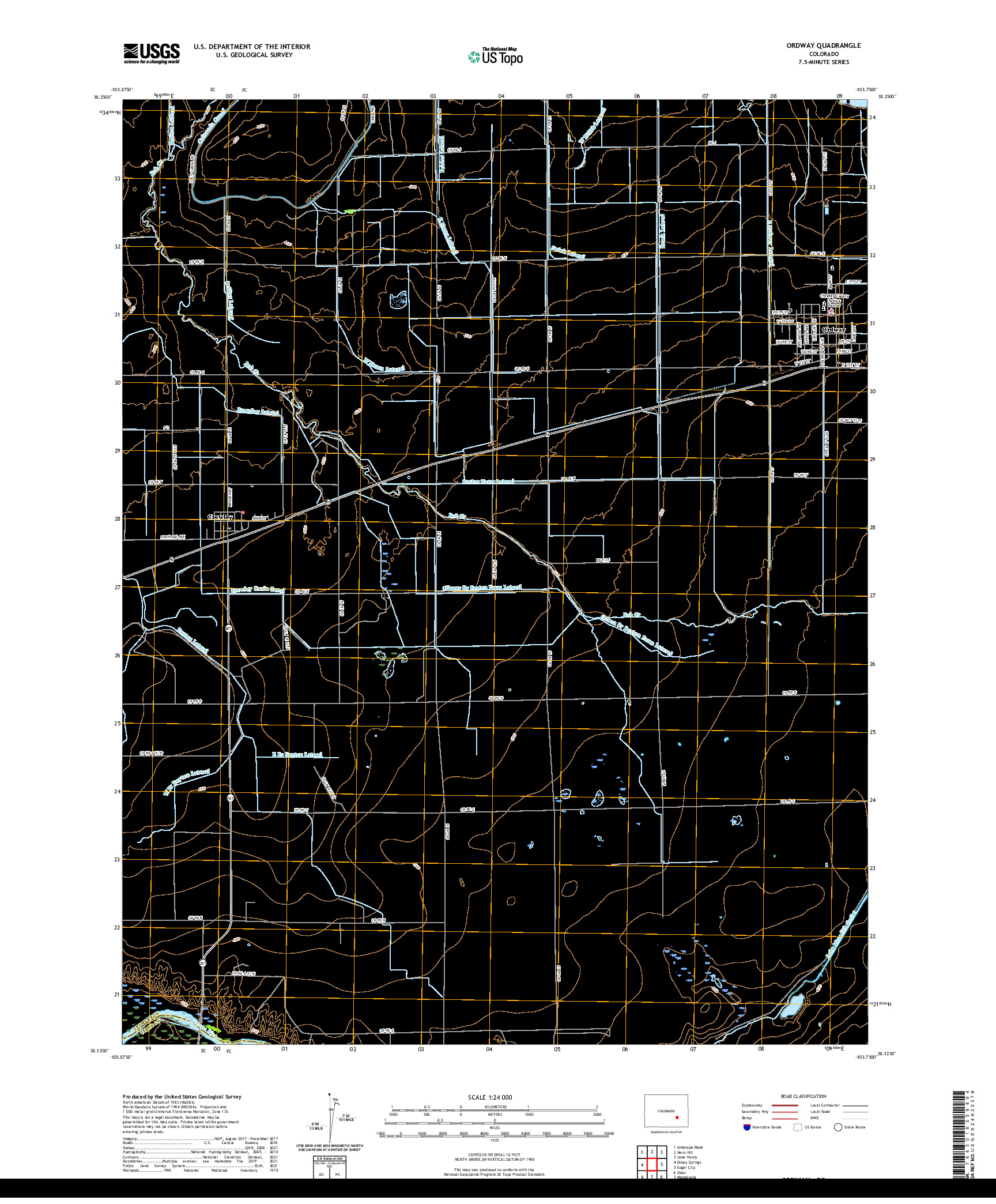 US TOPO 7.5-MINUTE MAP FOR ORDWAY, CO