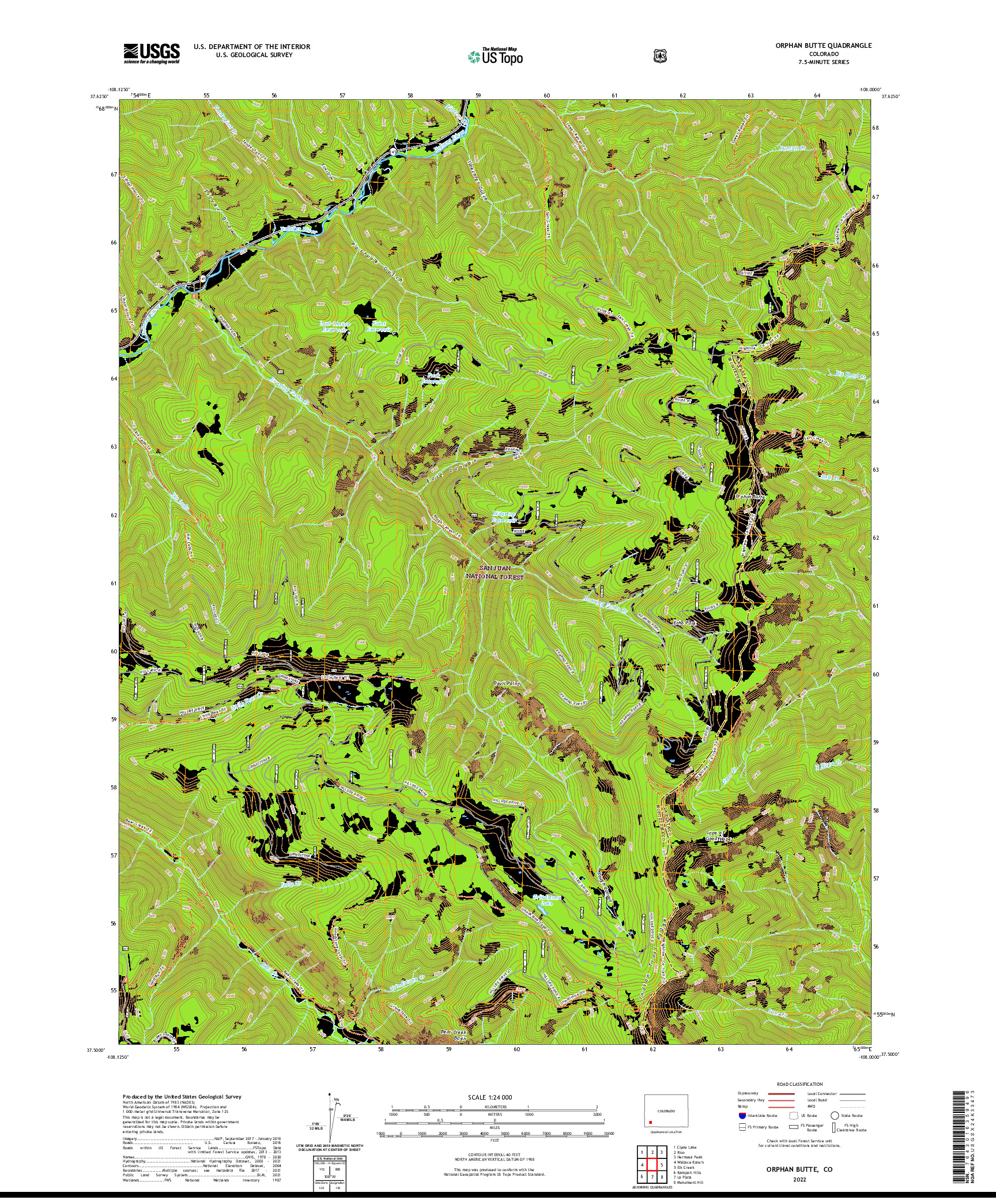 US TOPO 7.5-MINUTE MAP FOR ORPHAN BUTTE, CO