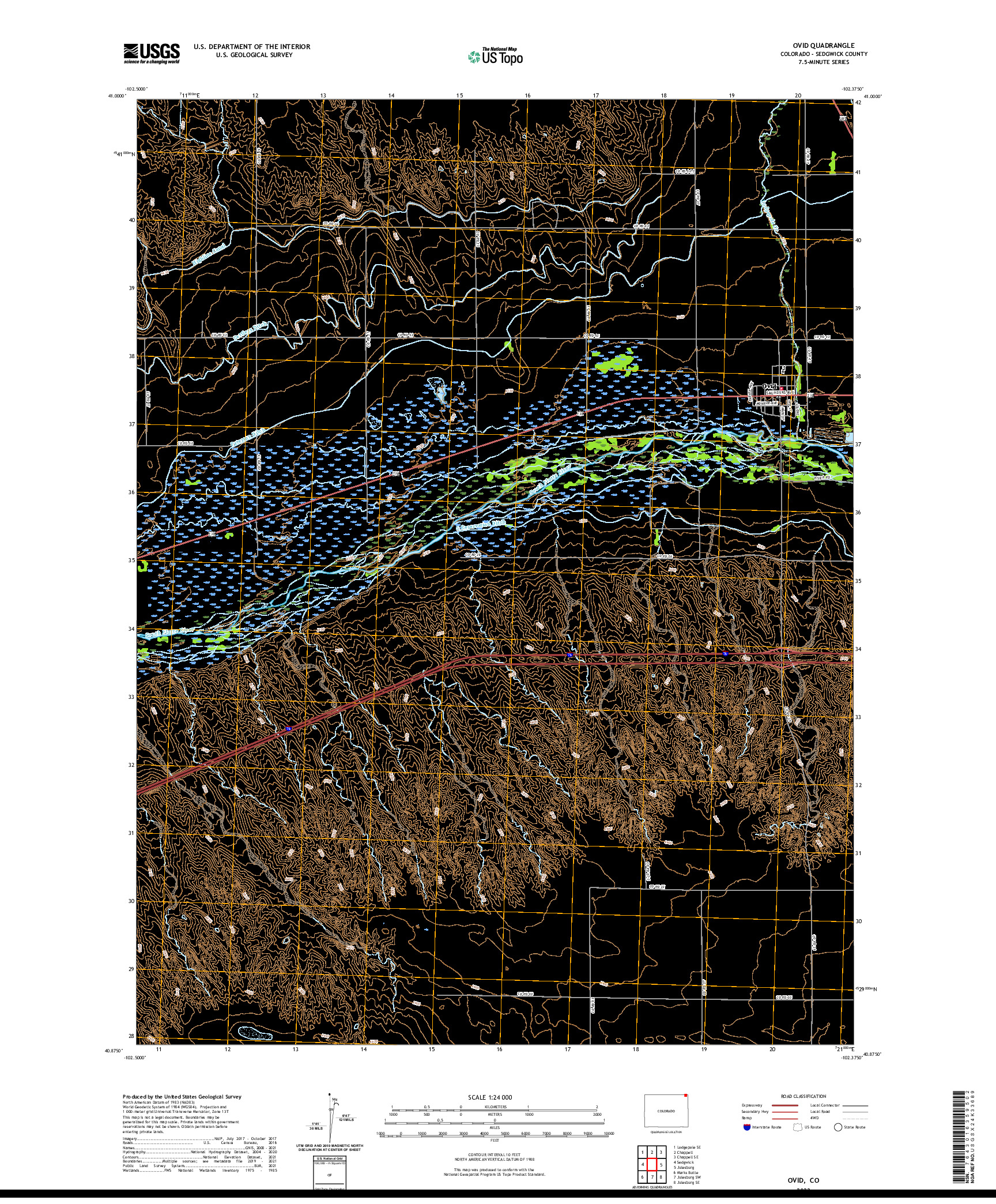 US TOPO 7.5-MINUTE MAP FOR OVID, CO