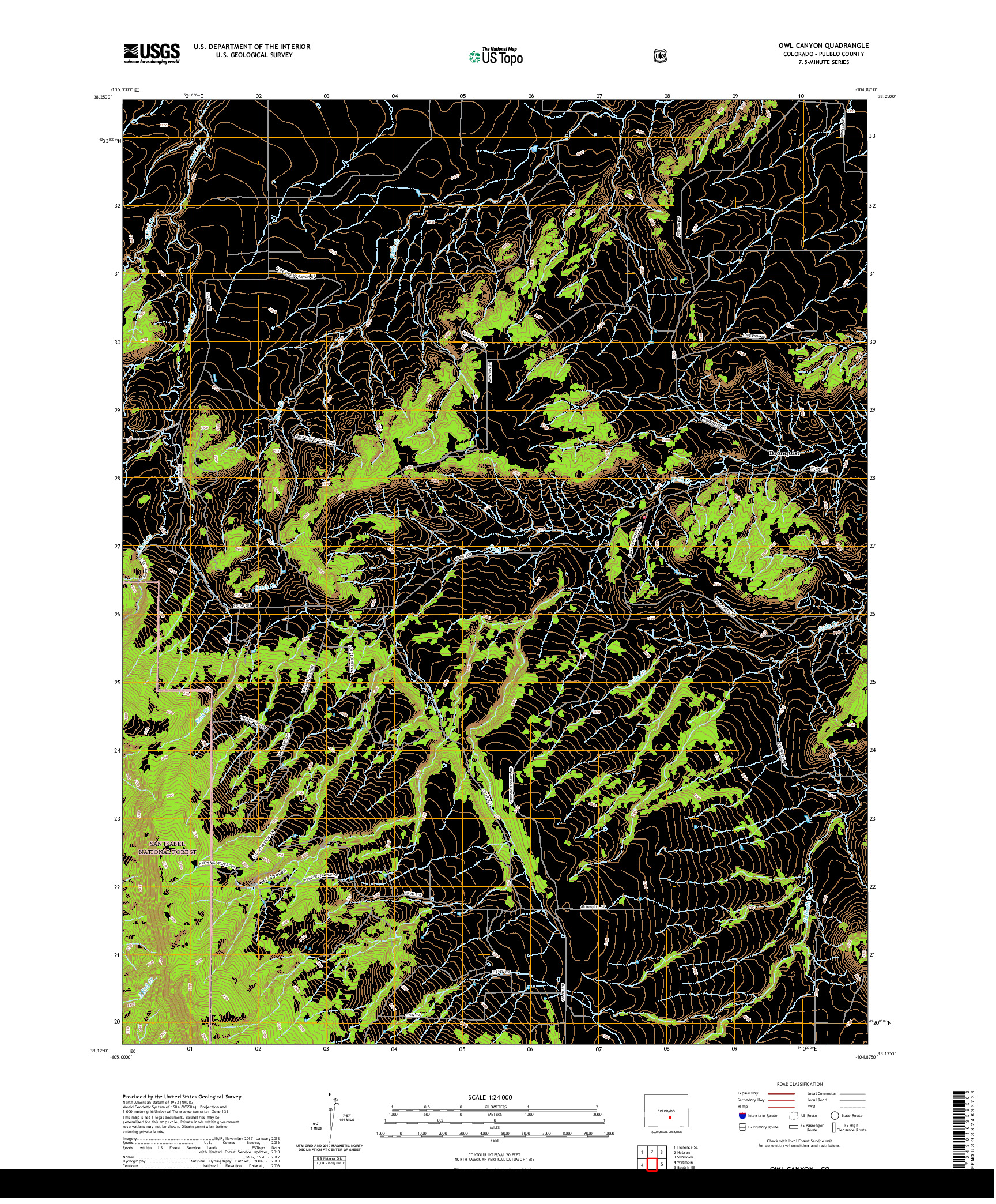 US TOPO 7.5-MINUTE MAP FOR OWL CANYON, CO