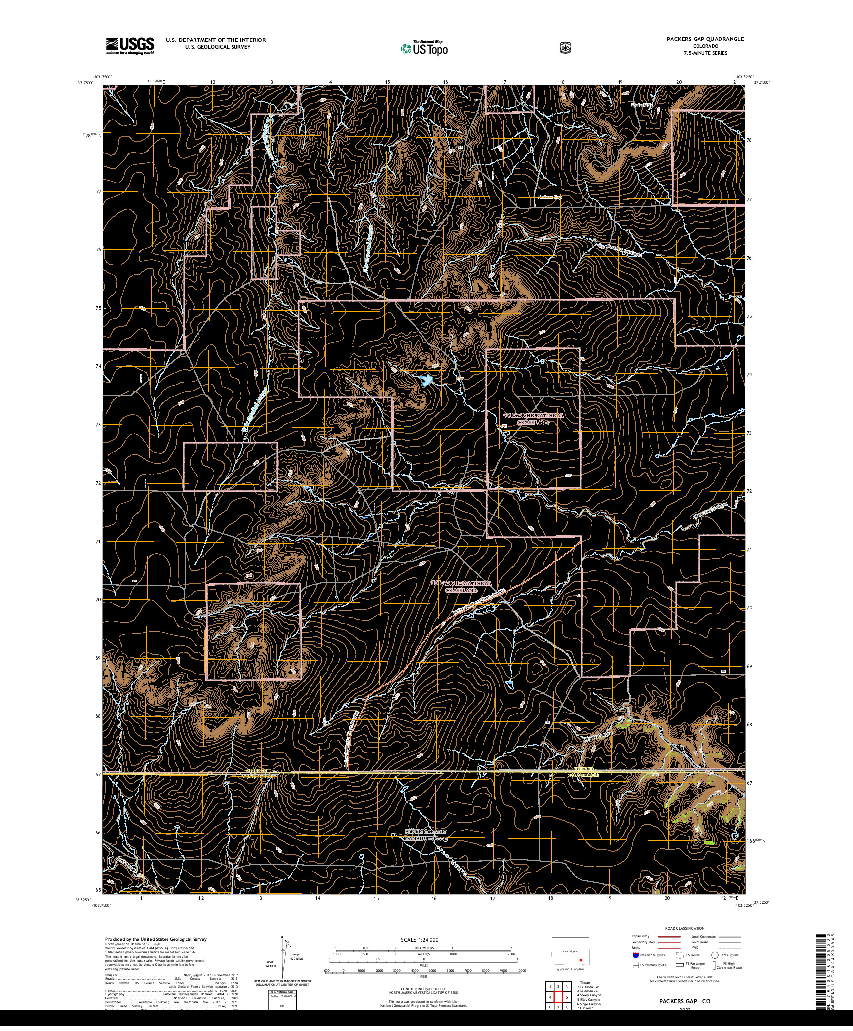 US TOPO 7.5-MINUTE MAP FOR PACKERS GAP, CO