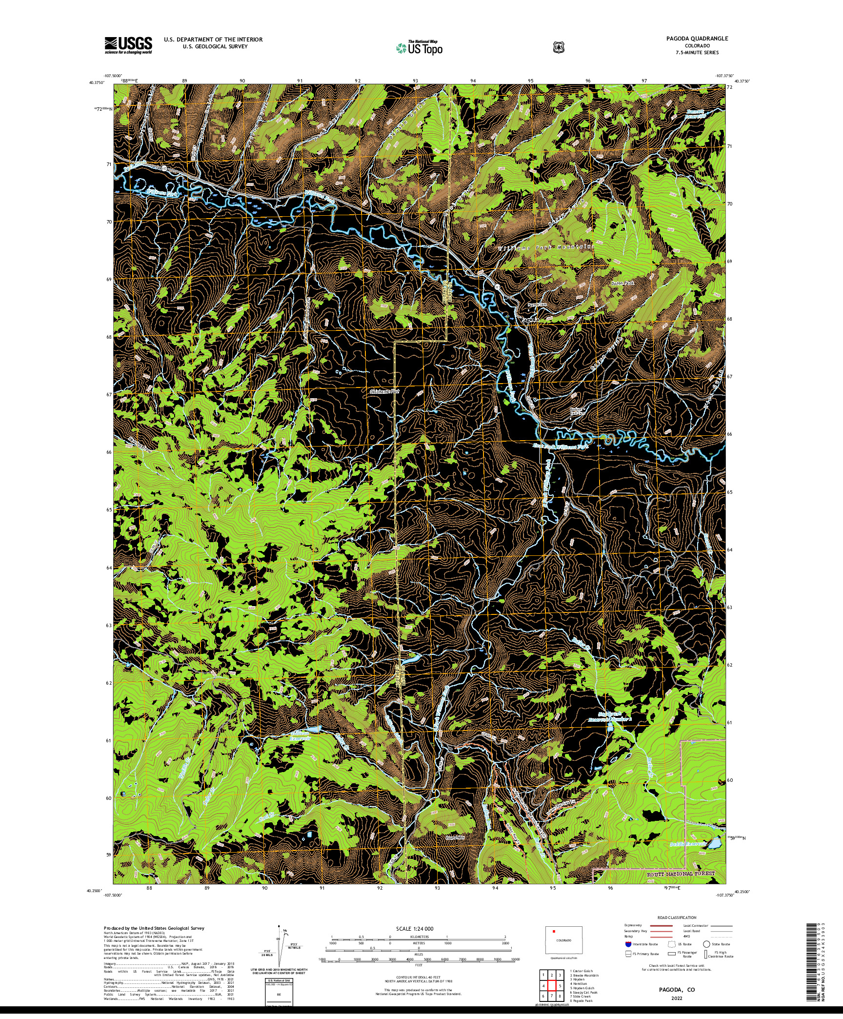 US TOPO 7.5-MINUTE MAP FOR PAGODA, CO