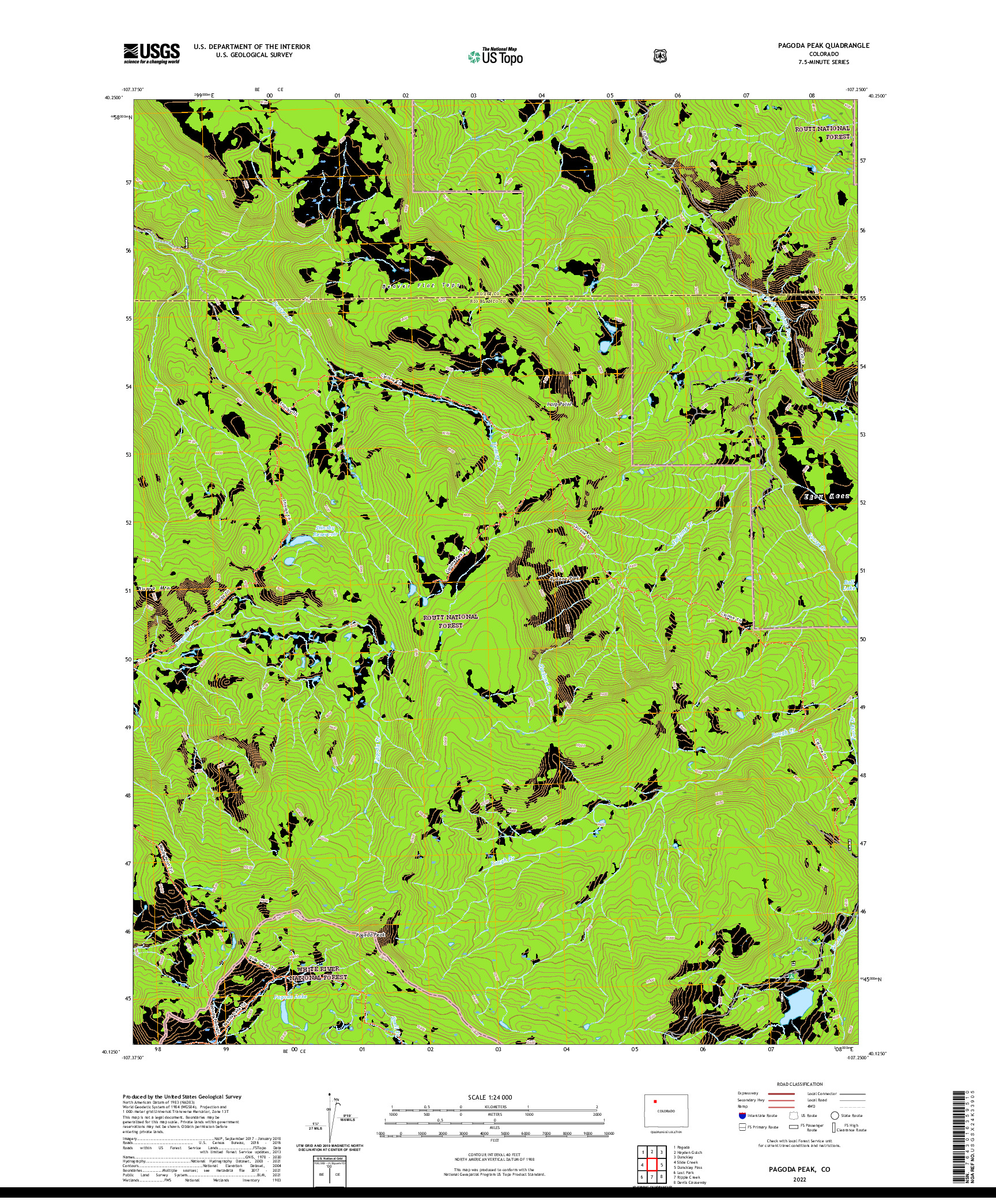 US TOPO 7.5-MINUTE MAP FOR PAGODA PEAK, CO