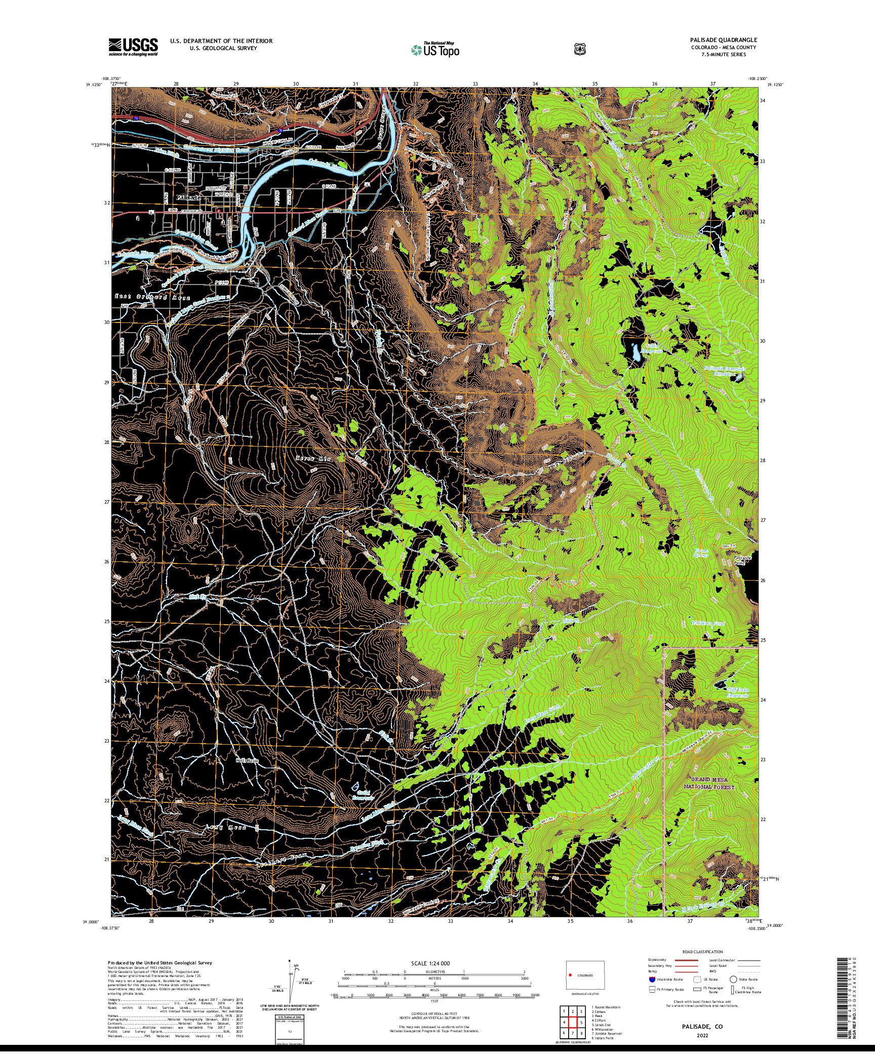 US TOPO 7.5-MINUTE MAP FOR PALISADE, CO