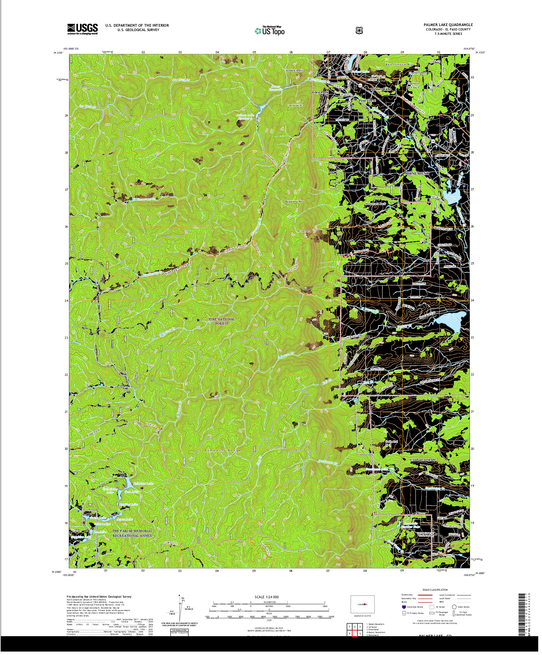 US TOPO 7.5-MINUTE MAP FOR PALMER LAKE, CO