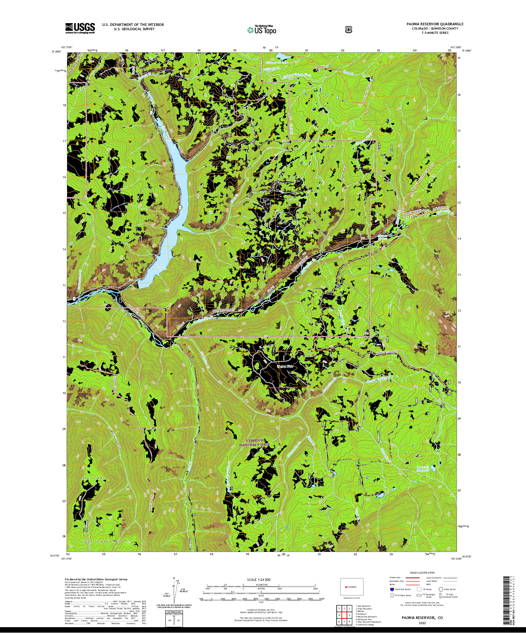 US TOPO 7.5-MINUTE MAP FOR PAONIA RESERVOIR, CO