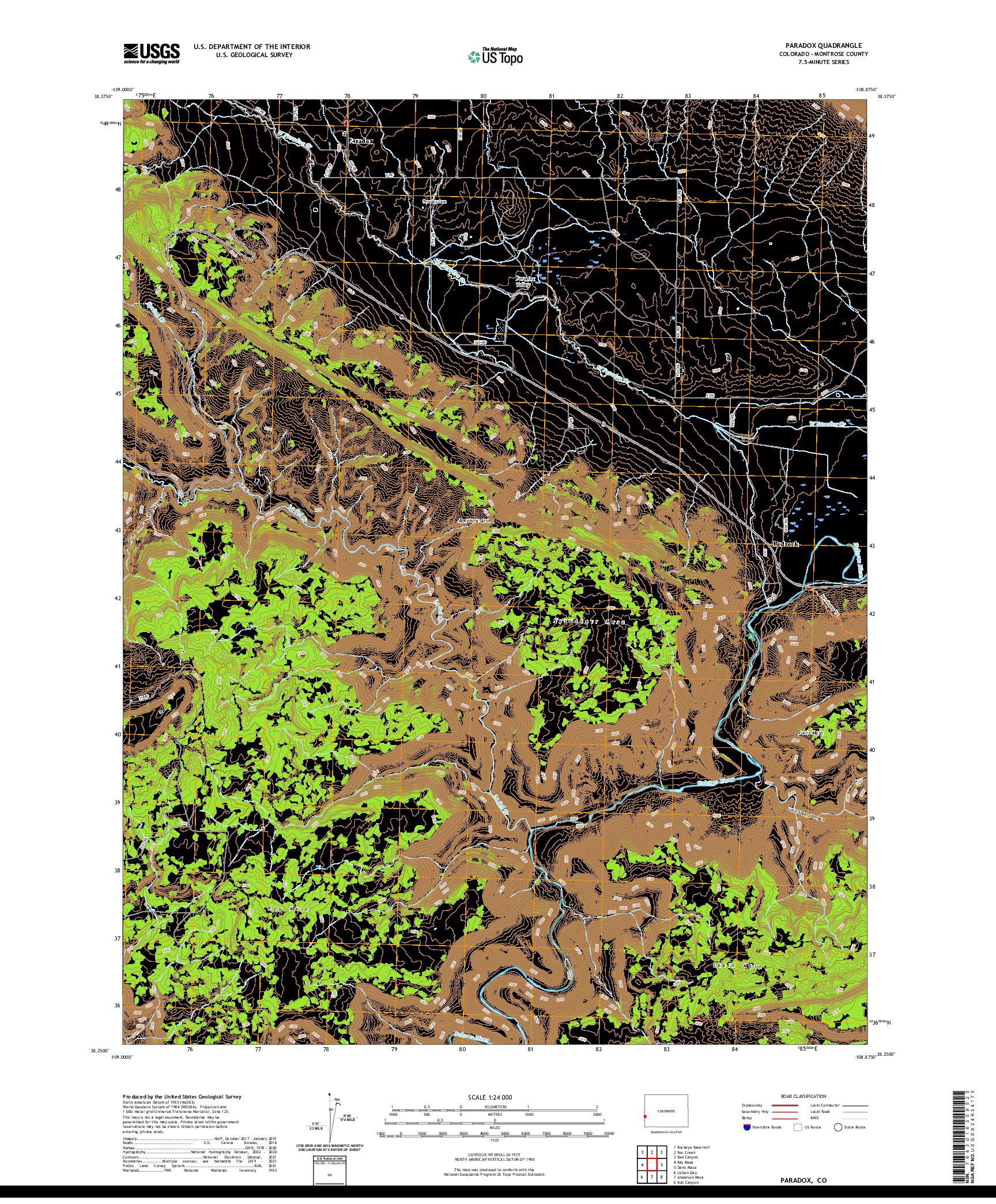 US TOPO 7.5-MINUTE MAP FOR PARADOX, CO