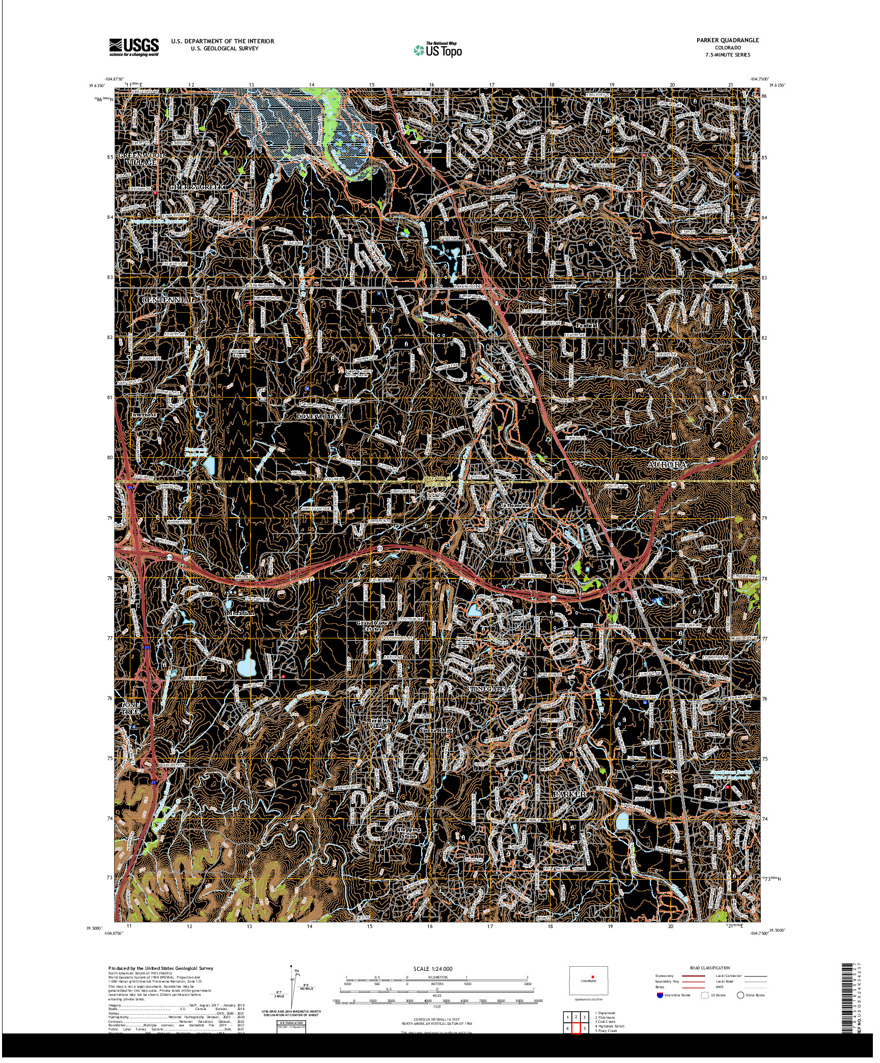 US TOPO 7.5-MINUTE MAP FOR PARKER, CO