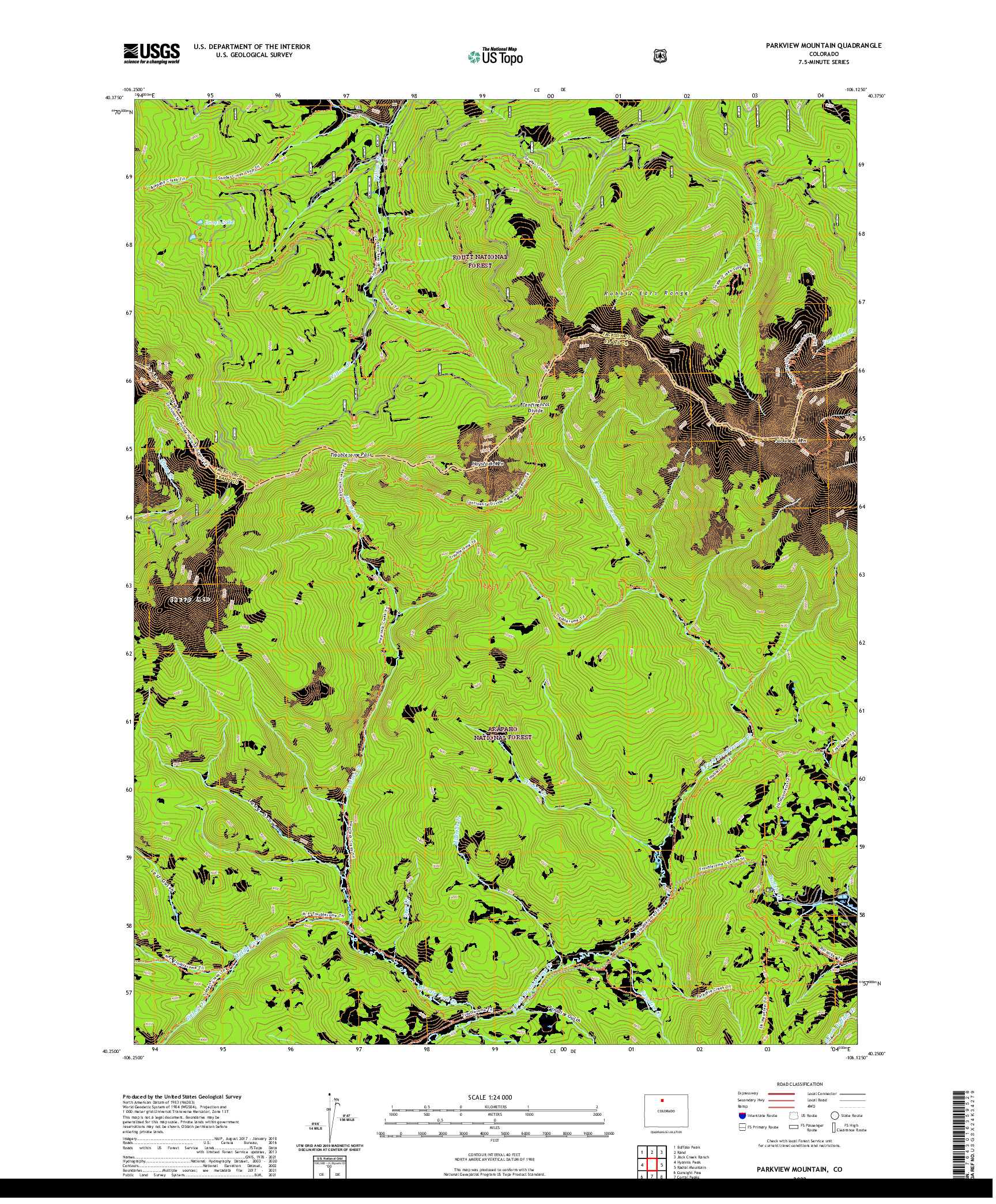 US TOPO 7.5-MINUTE MAP FOR PARKVIEW MOUNTAIN, CO