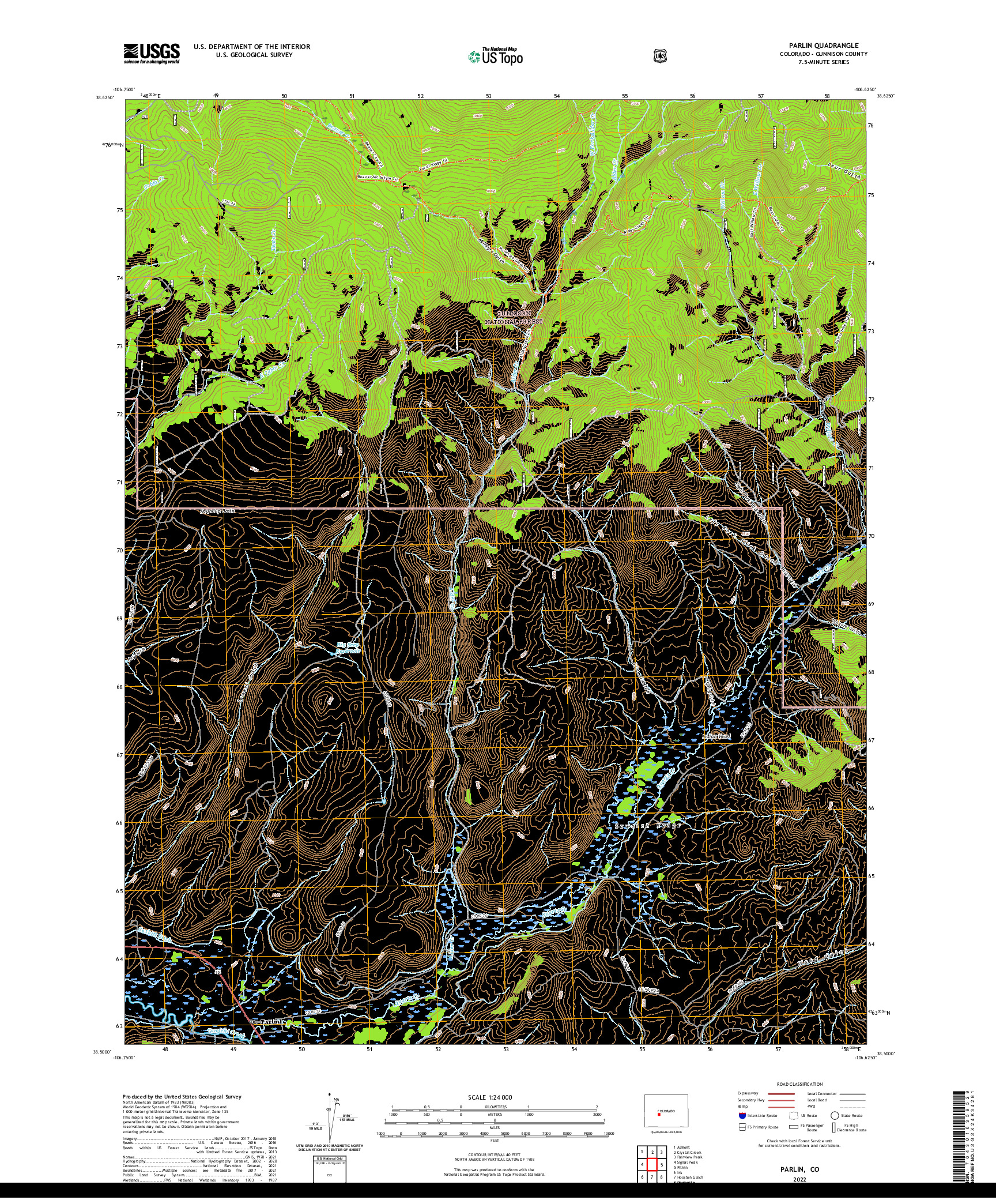 US TOPO 7.5-MINUTE MAP FOR PARLIN, CO