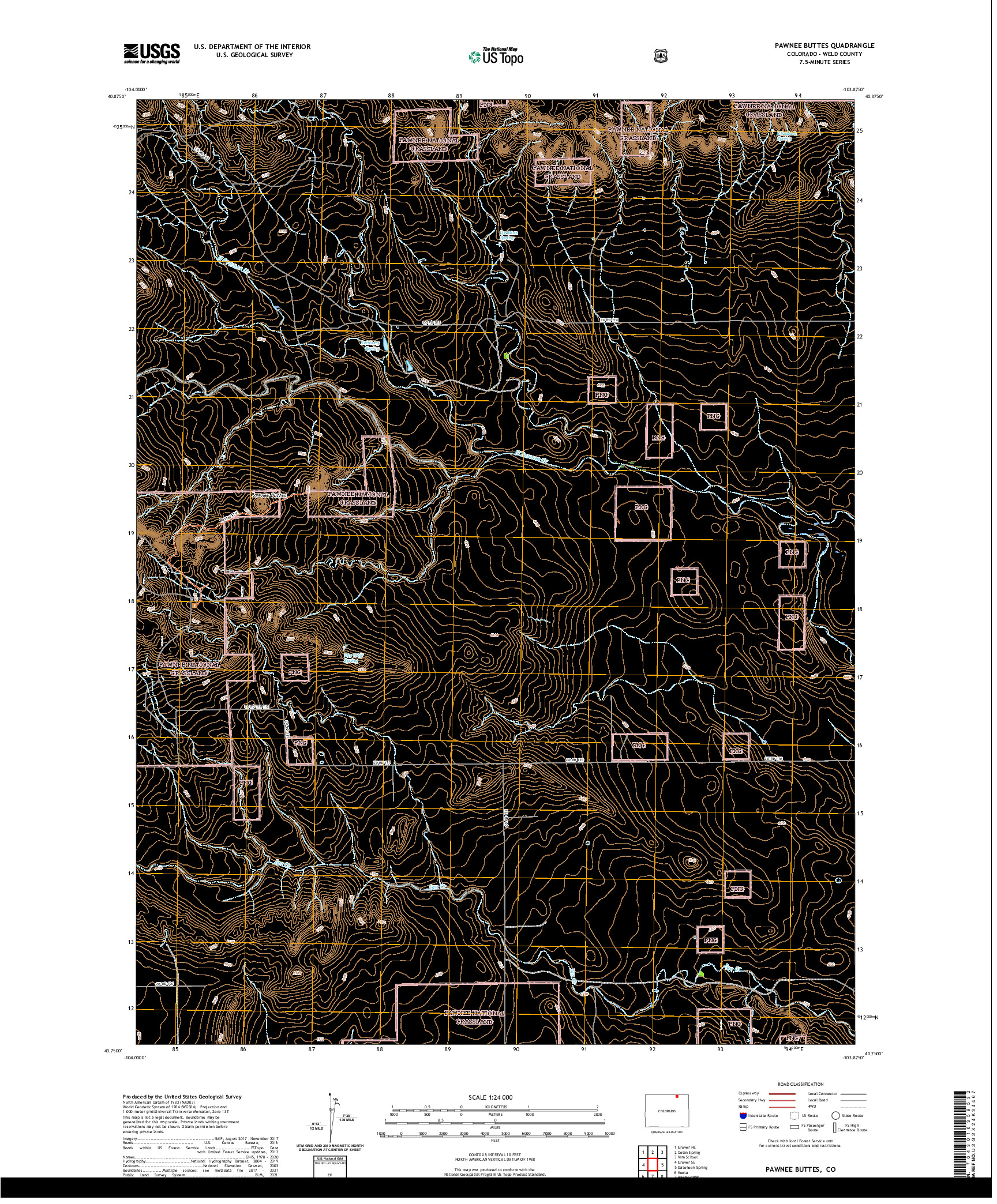 US TOPO 7.5-MINUTE MAP FOR PAWNEE BUTTES, CO