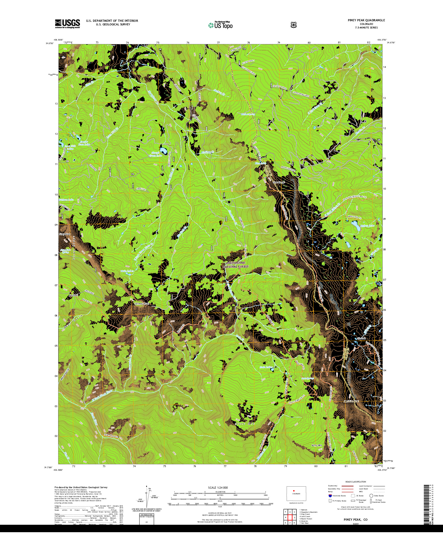 US TOPO 7.5-MINUTE MAP FOR PINEY PEAK, CO