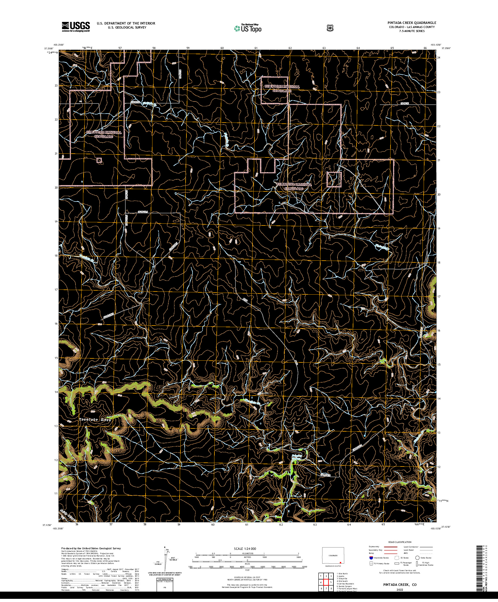 US TOPO 7.5-MINUTE MAP FOR PINTADA CREEK, CO