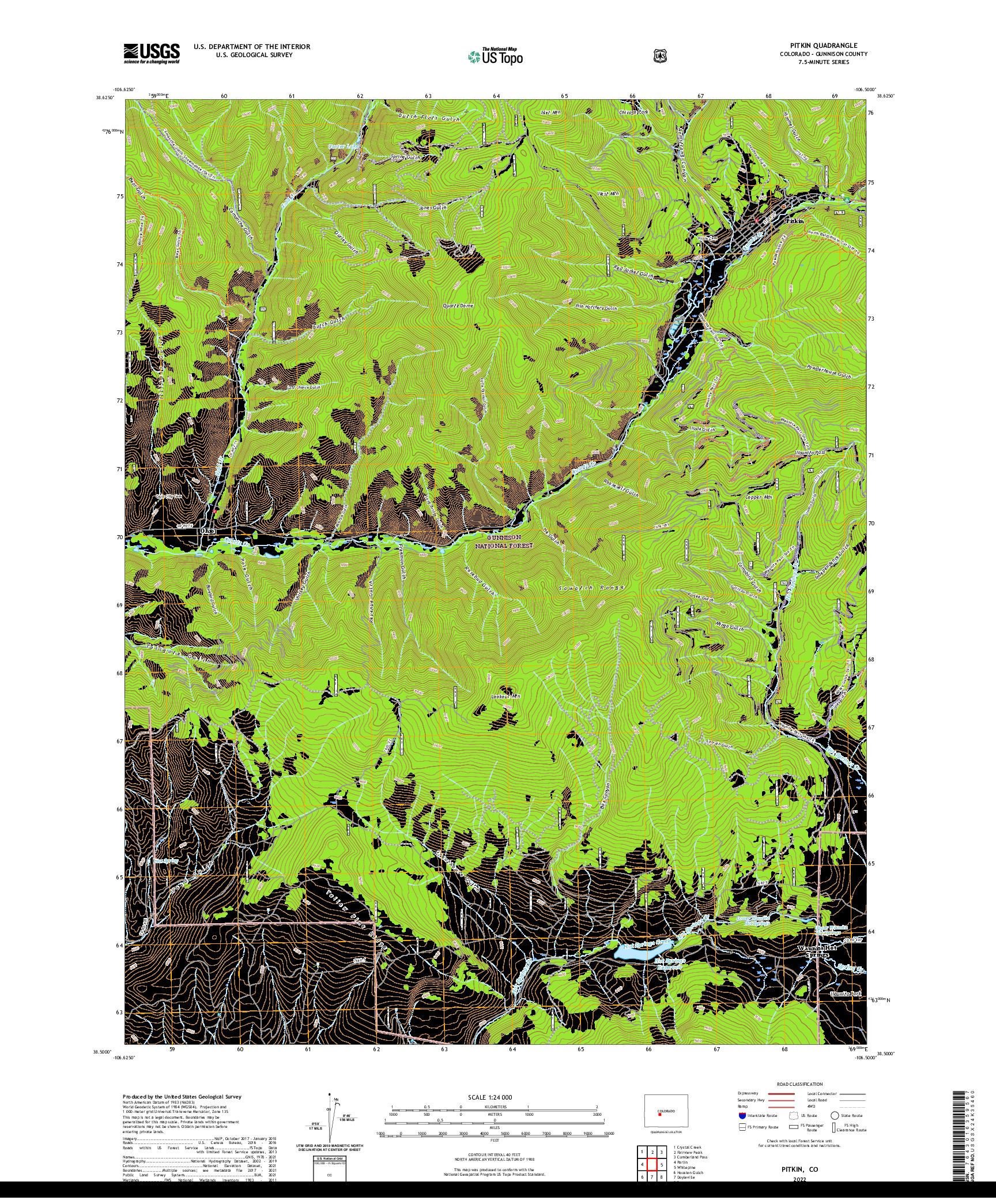 US TOPO 7.5-MINUTE MAP FOR PITKIN, CO