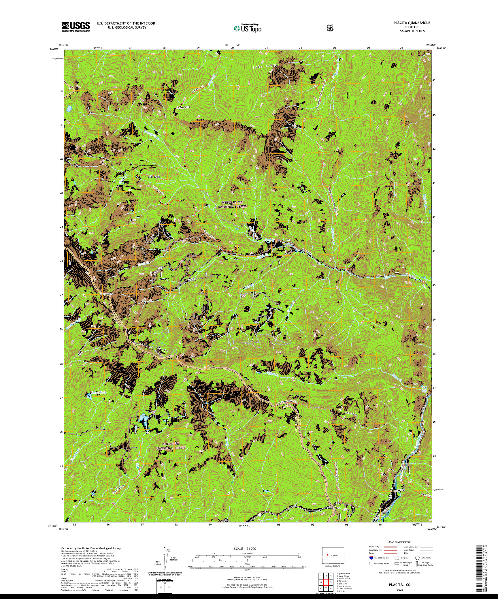 US TOPO 7.5-MINUTE MAP FOR PLACITA, CO