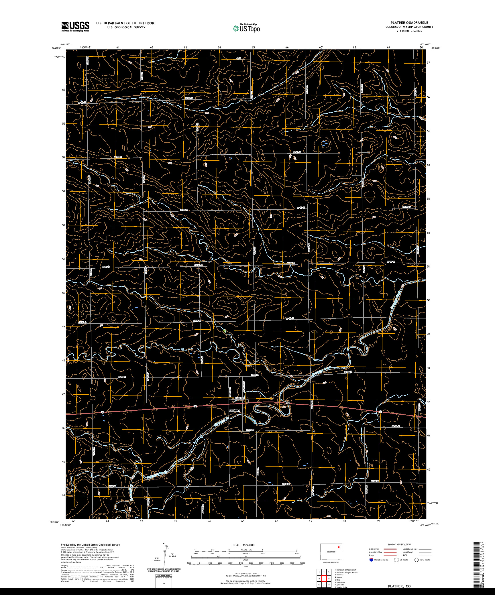 US TOPO 7.5-MINUTE MAP FOR PLATNER, CO