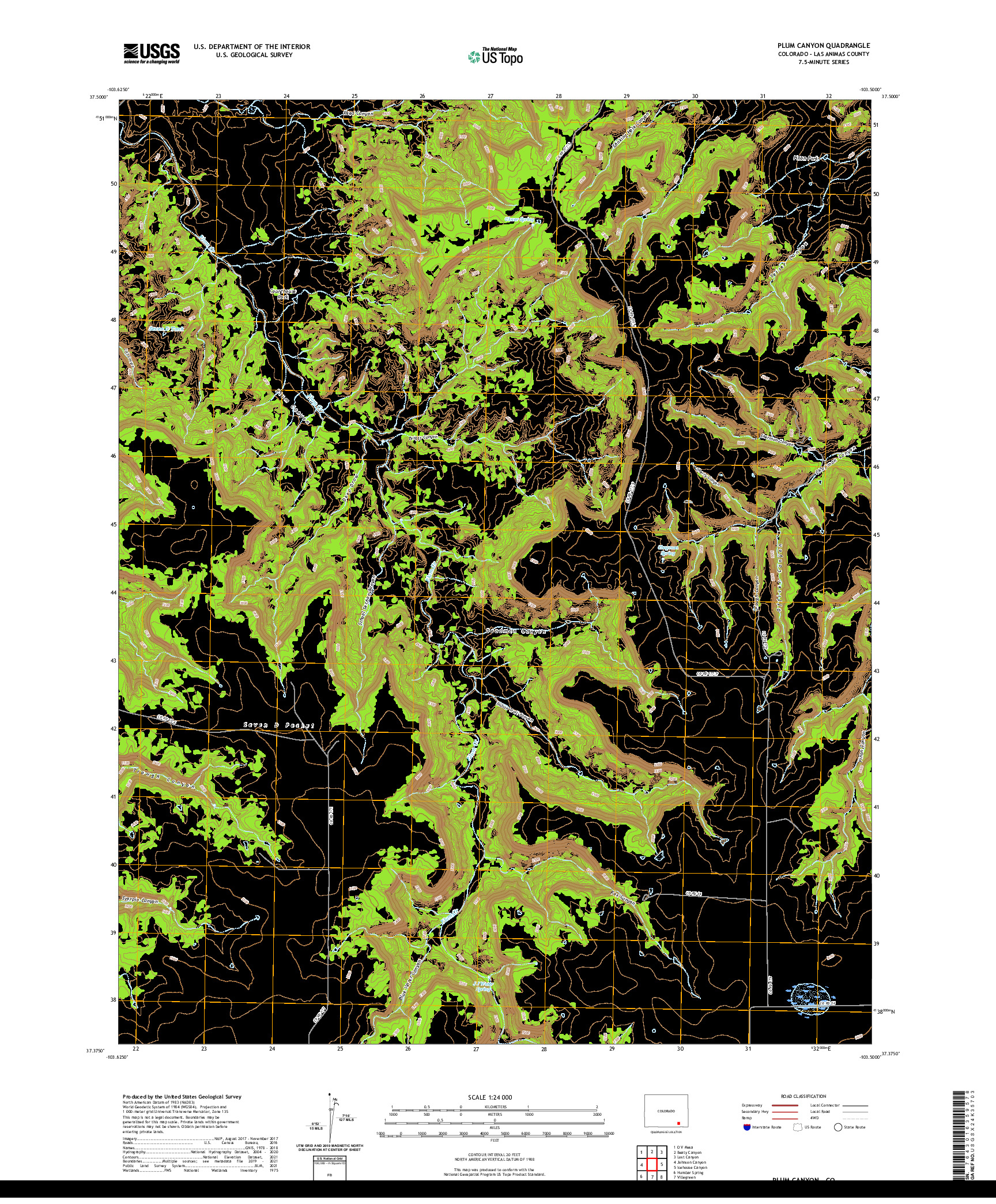 US TOPO 7.5-MINUTE MAP FOR PLUM CANYON, CO