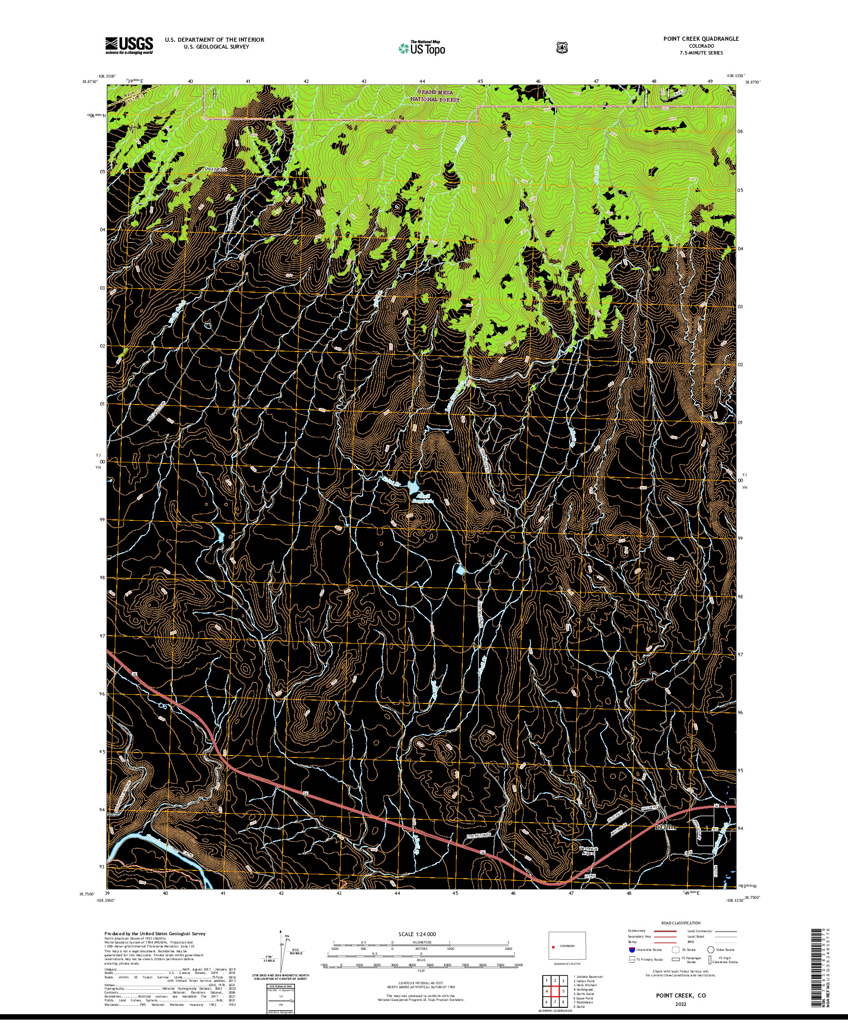 US TOPO 7.5-MINUTE MAP FOR POINT CREEK, CO