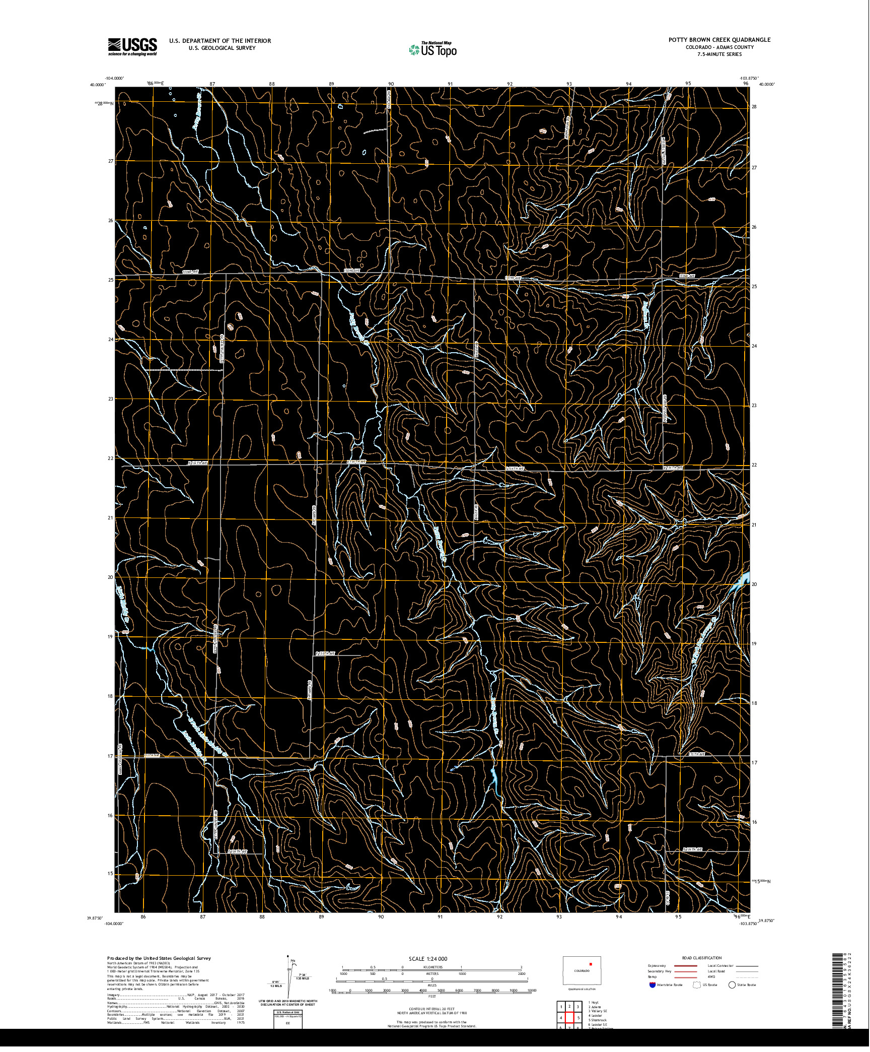US TOPO 7.5-MINUTE MAP FOR POTTY BROWN CREEK, CO