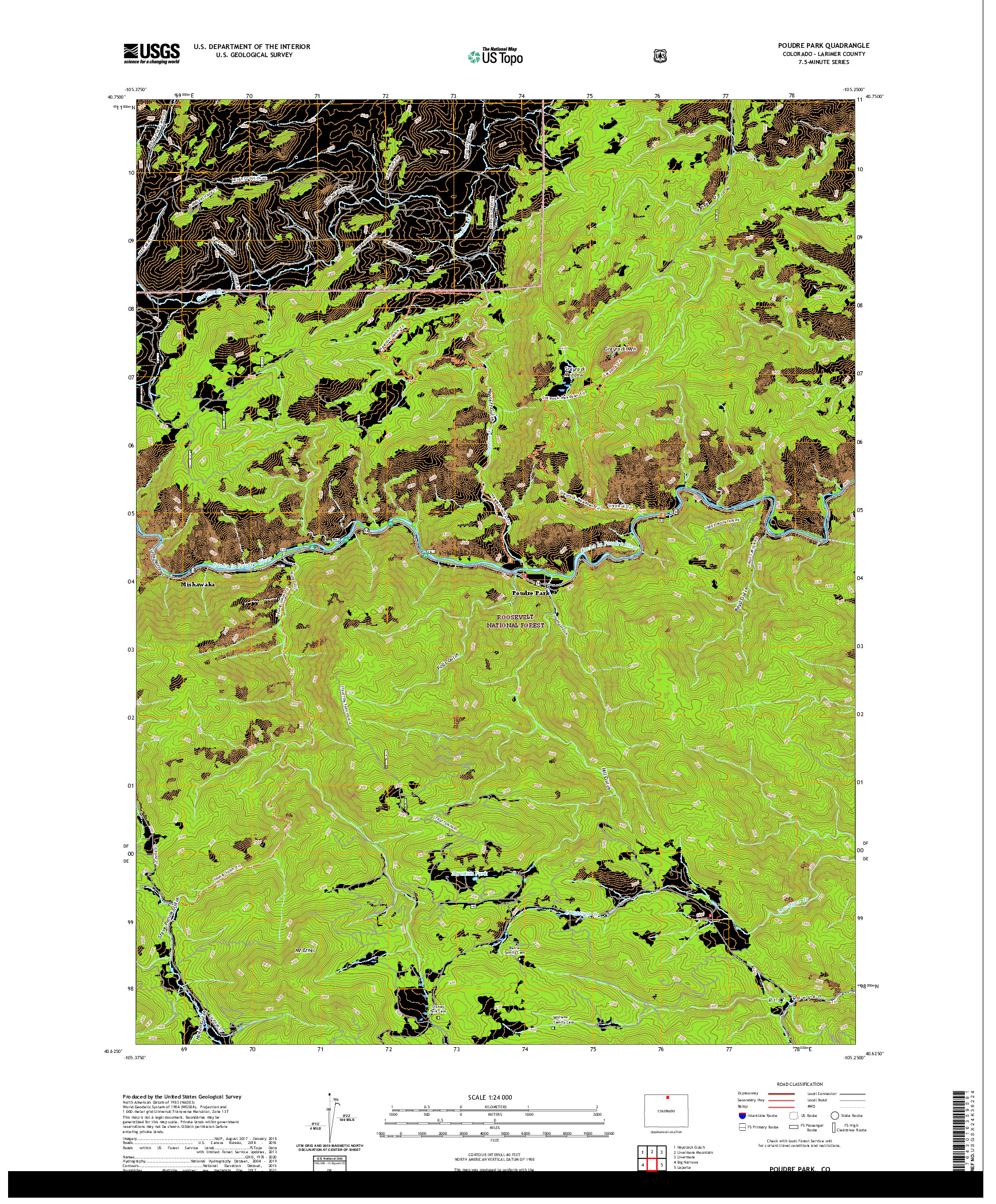 US TOPO 7.5-MINUTE MAP FOR POUDRE PARK, CO