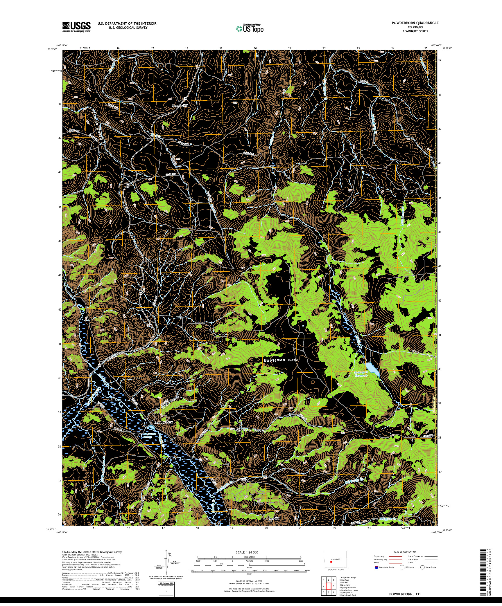 US TOPO 7.5-MINUTE MAP FOR POWDERHORN, CO