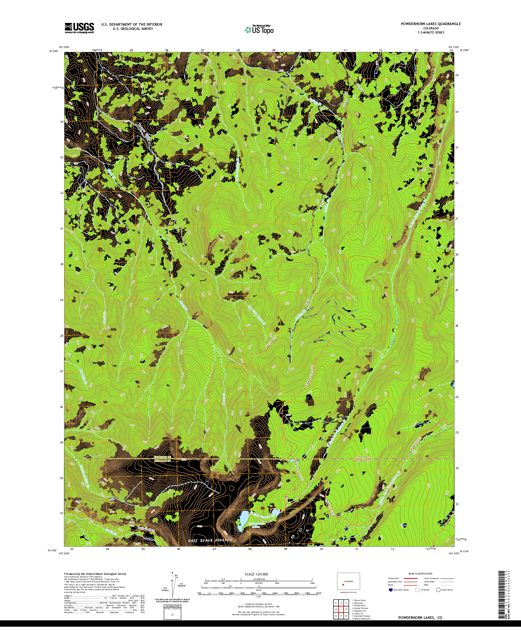 US TOPO 7.5-MINUTE MAP FOR POWDERHORN LAKES, CO