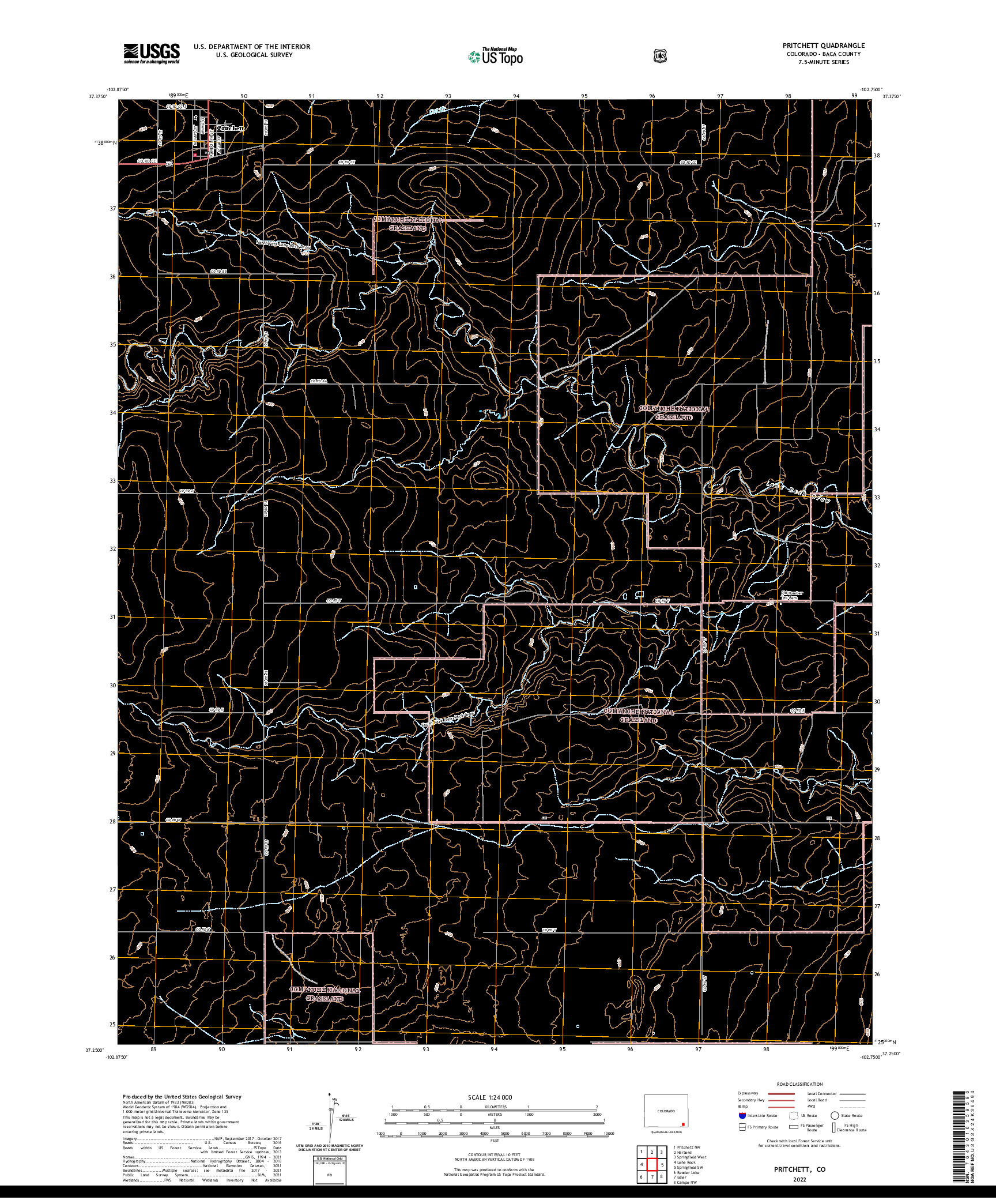 US TOPO 7.5-MINUTE MAP FOR PRITCHETT, CO