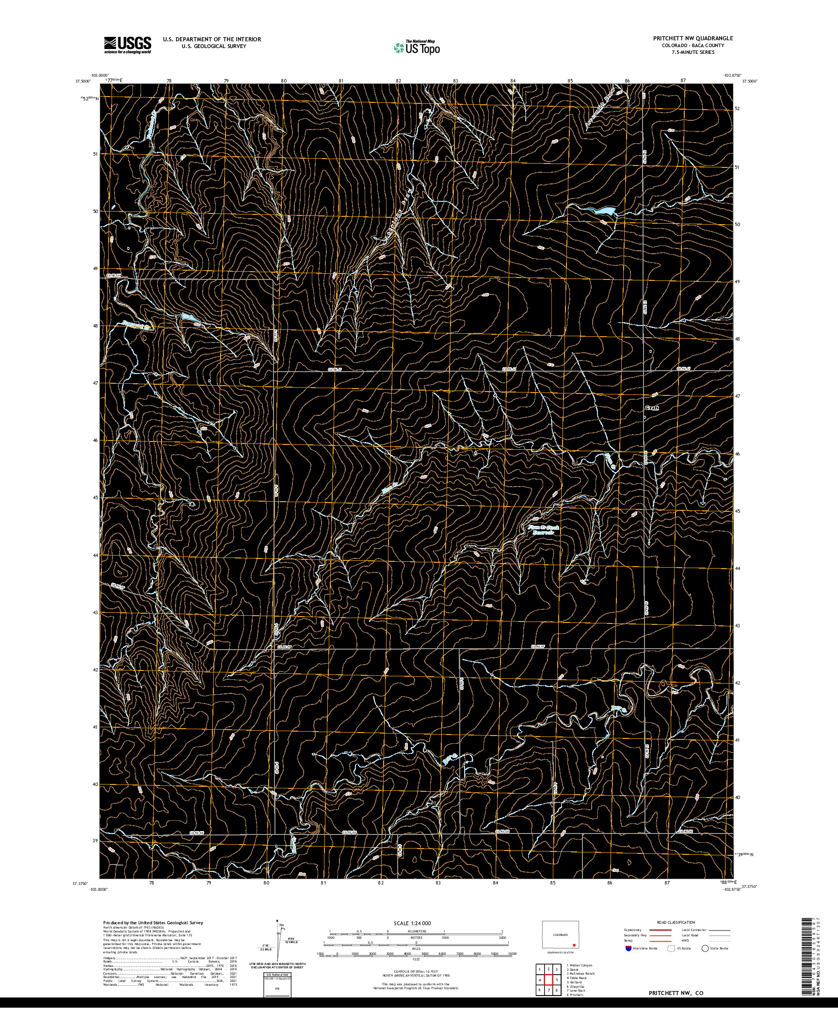 US TOPO 7.5-MINUTE MAP FOR PRITCHETT NW, CO