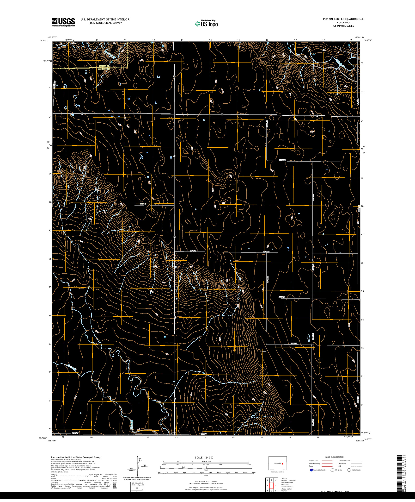 US TOPO 7.5-MINUTE MAP FOR PUNKIN CENTER, CO