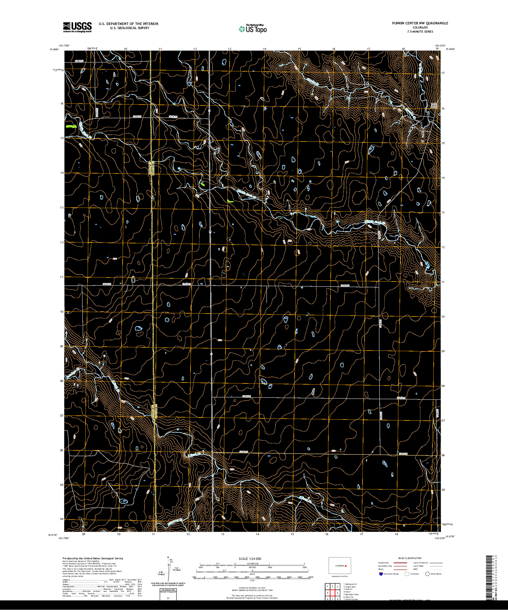 US TOPO 7.5-MINUTE MAP FOR PUNKIN CENTER NW, CO