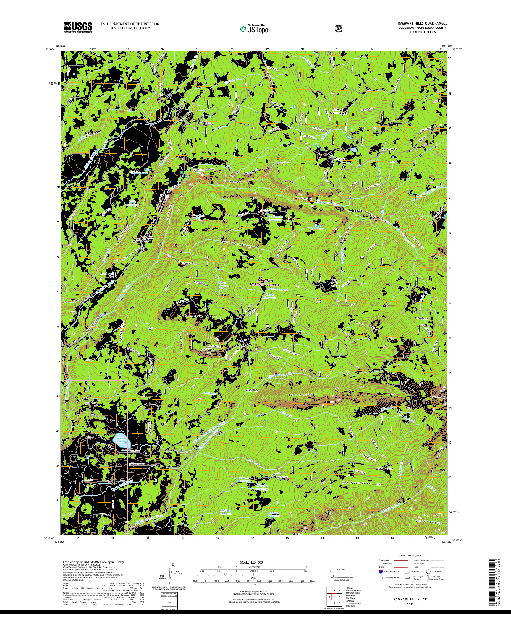 US TOPO 7.5-MINUTE MAP FOR RAMPART HILLS, CO