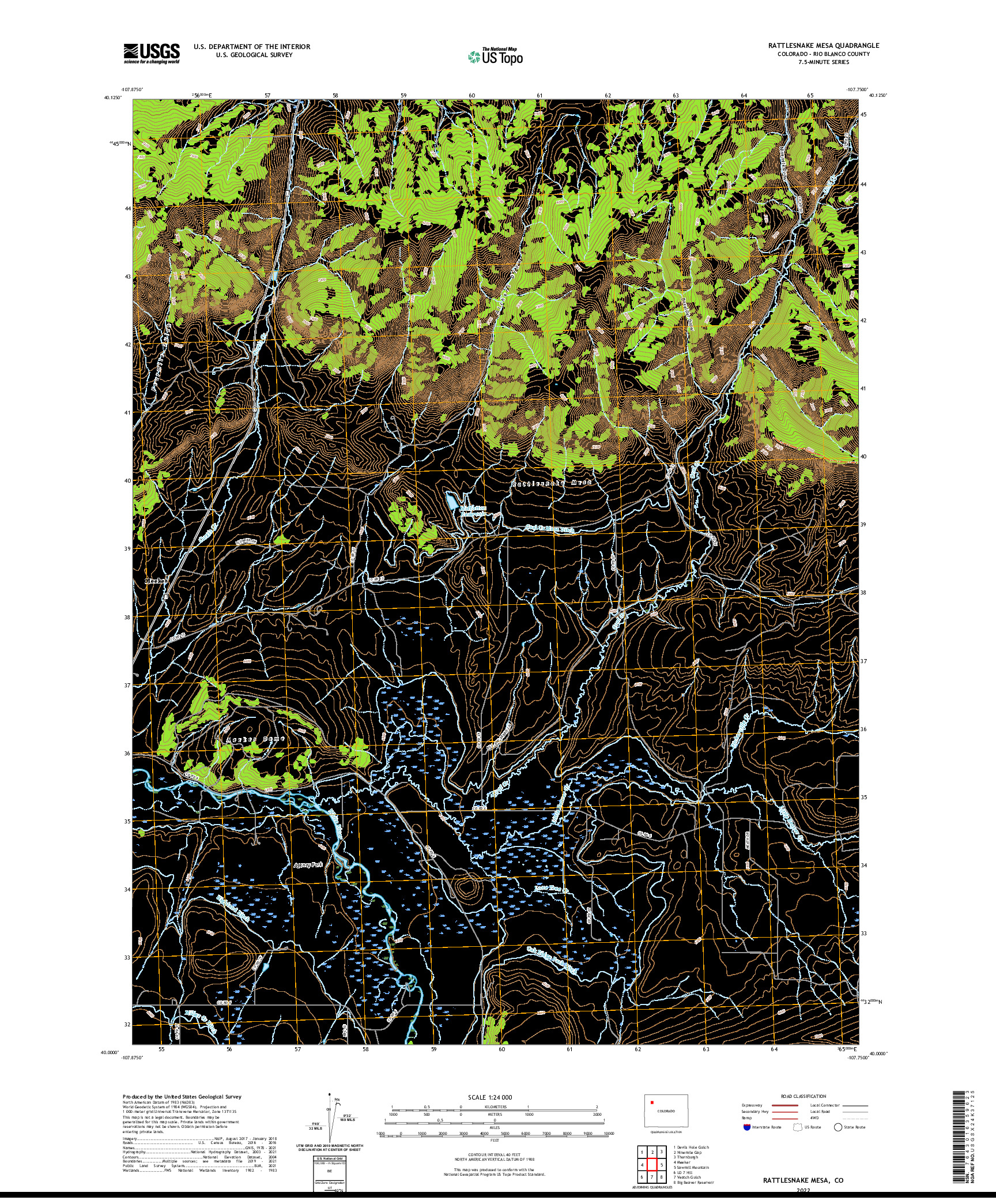 US TOPO 7.5-MINUTE MAP FOR RATTLESNAKE MESA, CO