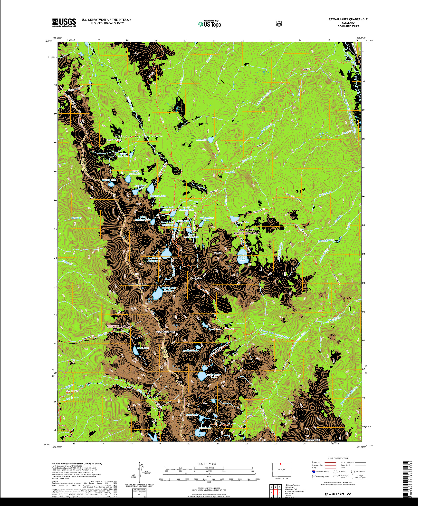 US TOPO 7.5-MINUTE MAP FOR RAWAH LAKES, CO