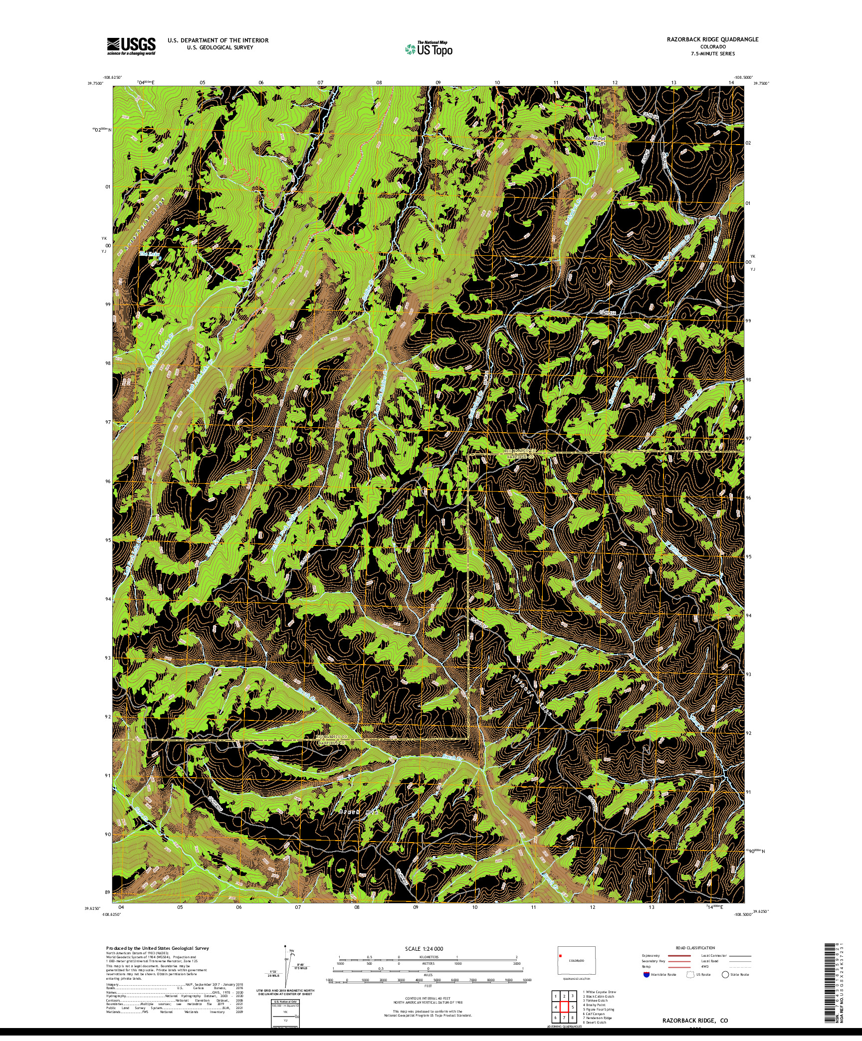 US TOPO 7.5-MINUTE MAP FOR RAZORBACK RIDGE, CO