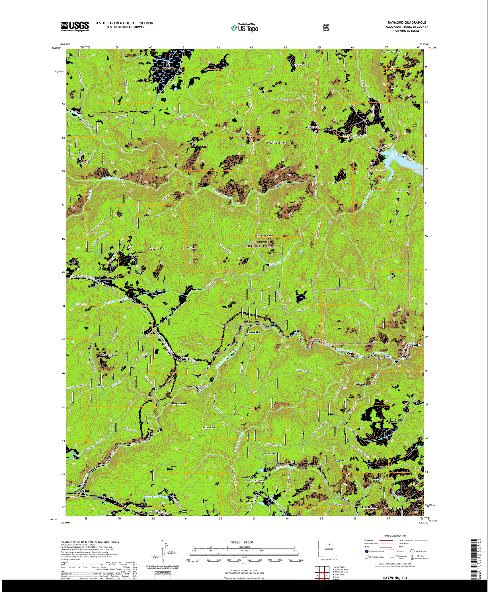 US TOPO 7.5-MINUTE MAP FOR RAYMOND, CO