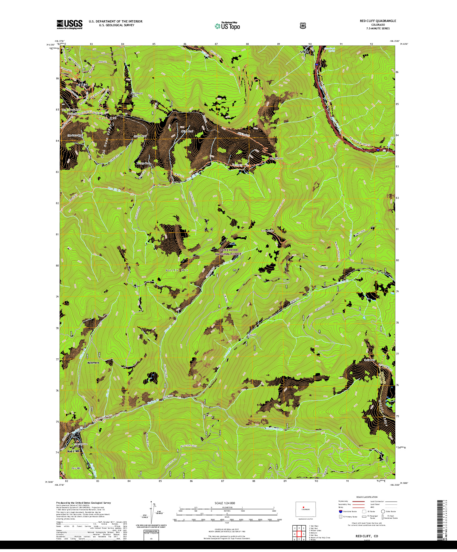 US TOPO 7.5-MINUTE MAP FOR RED CLIFF, CO