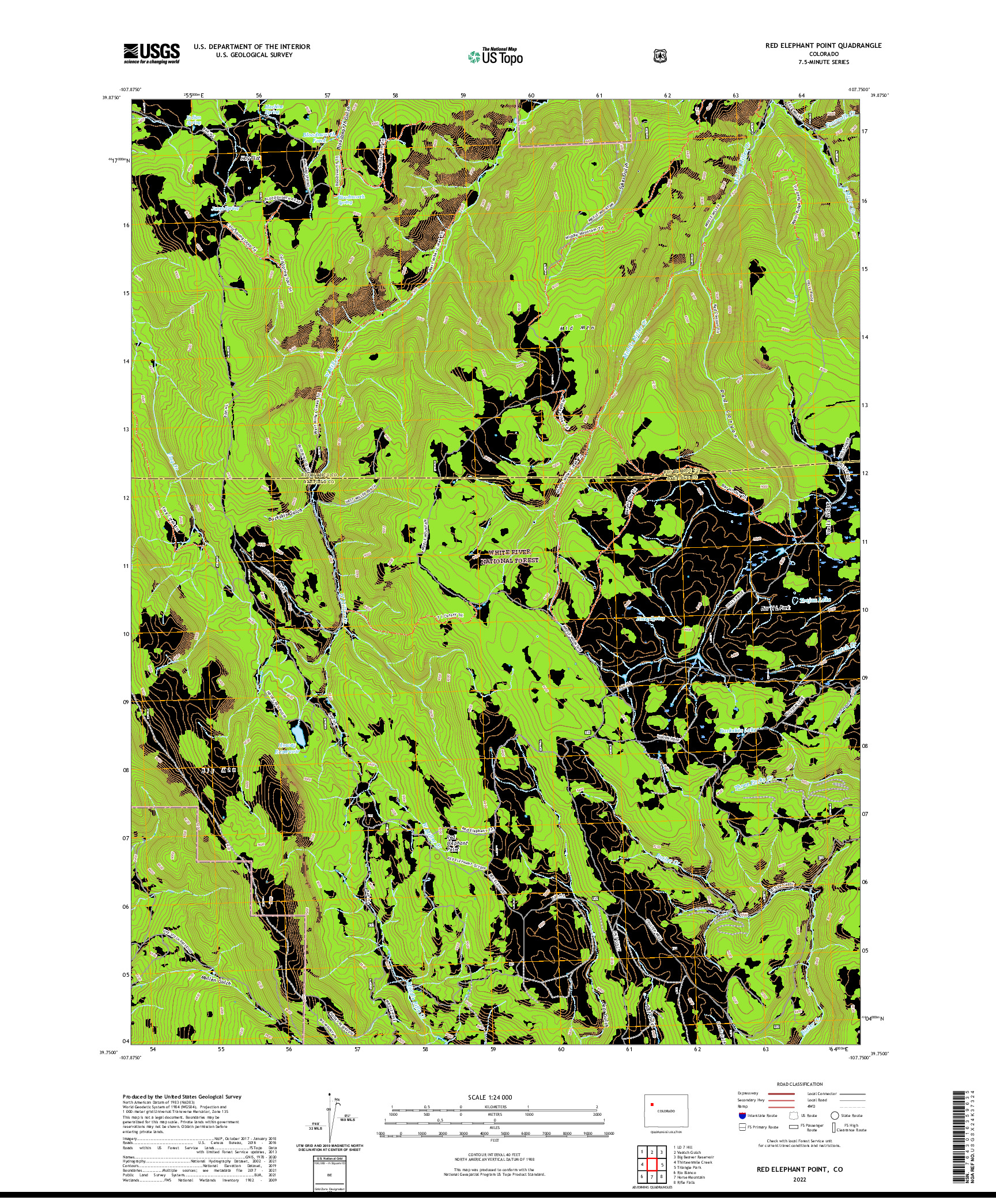 US TOPO 7.5-MINUTE MAP FOR RED ELEPHANT POINT, CO