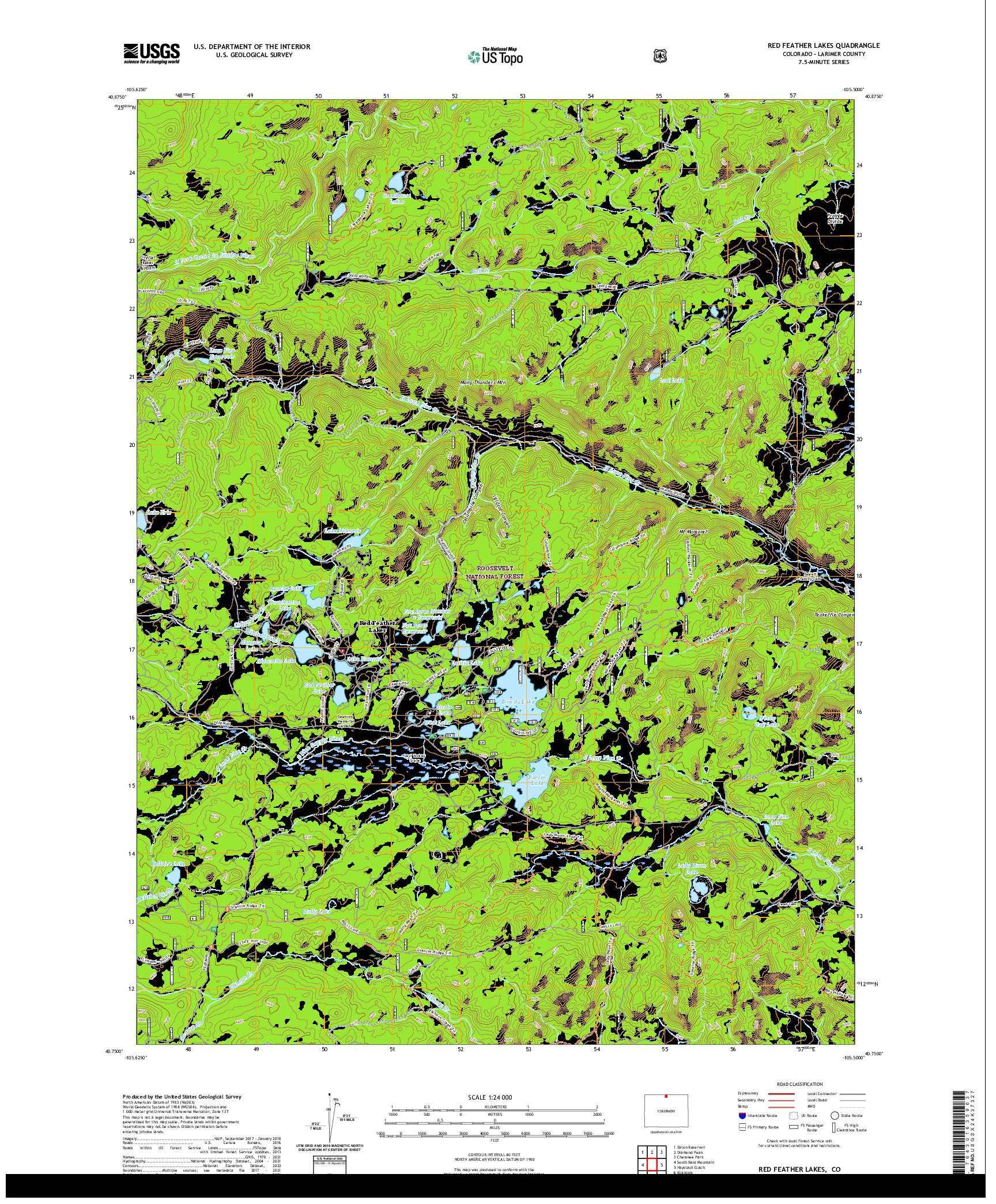 US TOPO 7.5-MINUTE MAP FOR RED FEATHER LAKES, CO