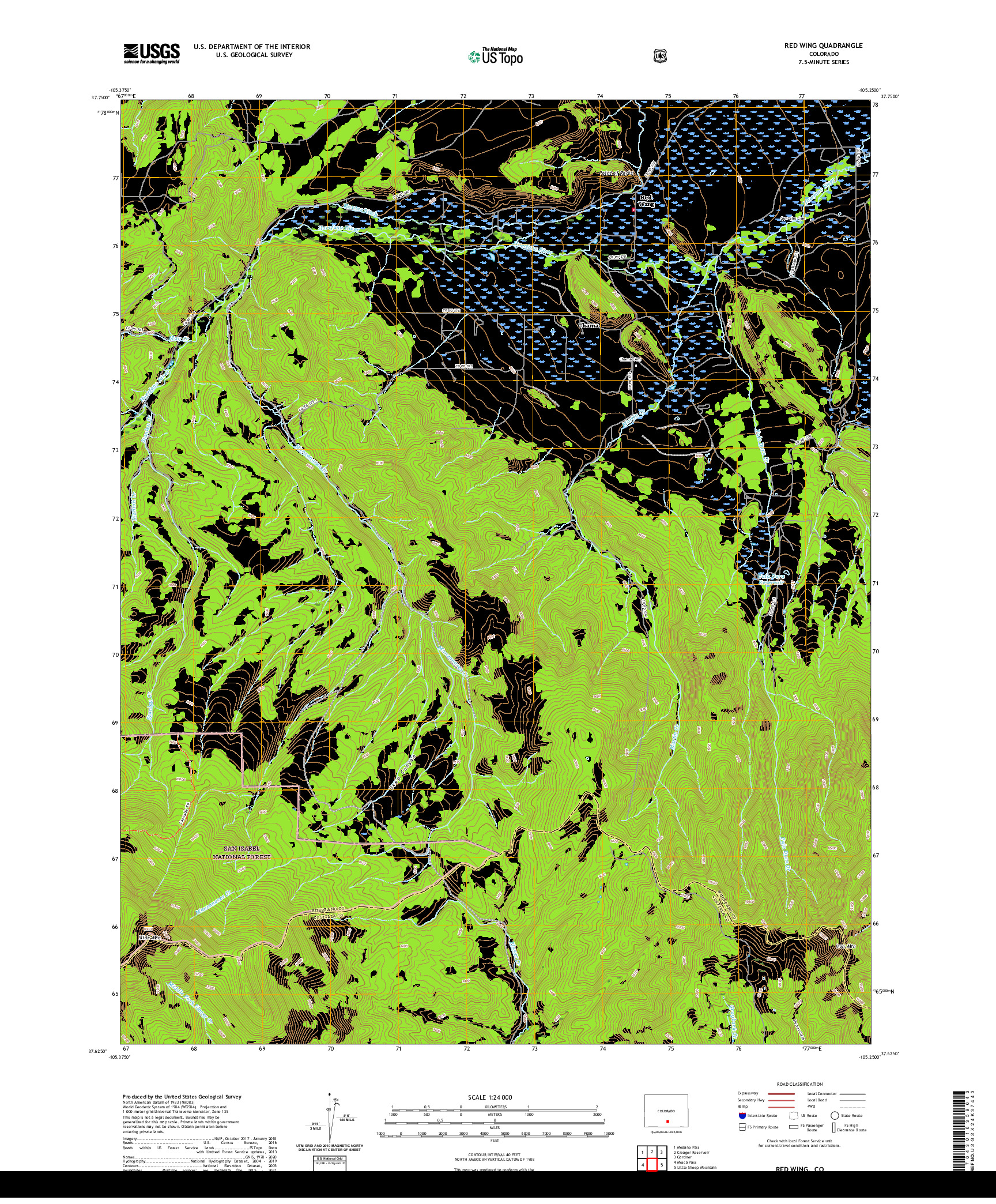 US TOPO 7.5-MINUTE MAP FOR RED WING, CO