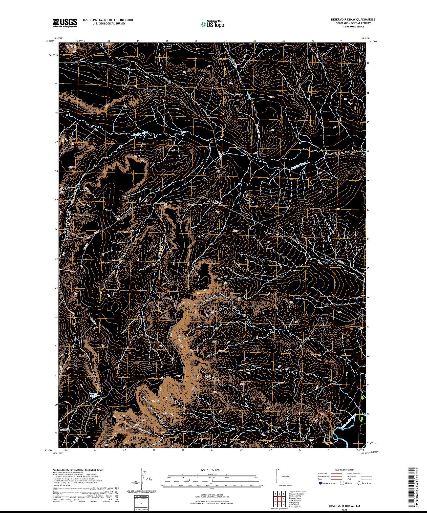 US TOPO 7.5-MINUTE MAP FOR RESERVOIR DRAW, CO