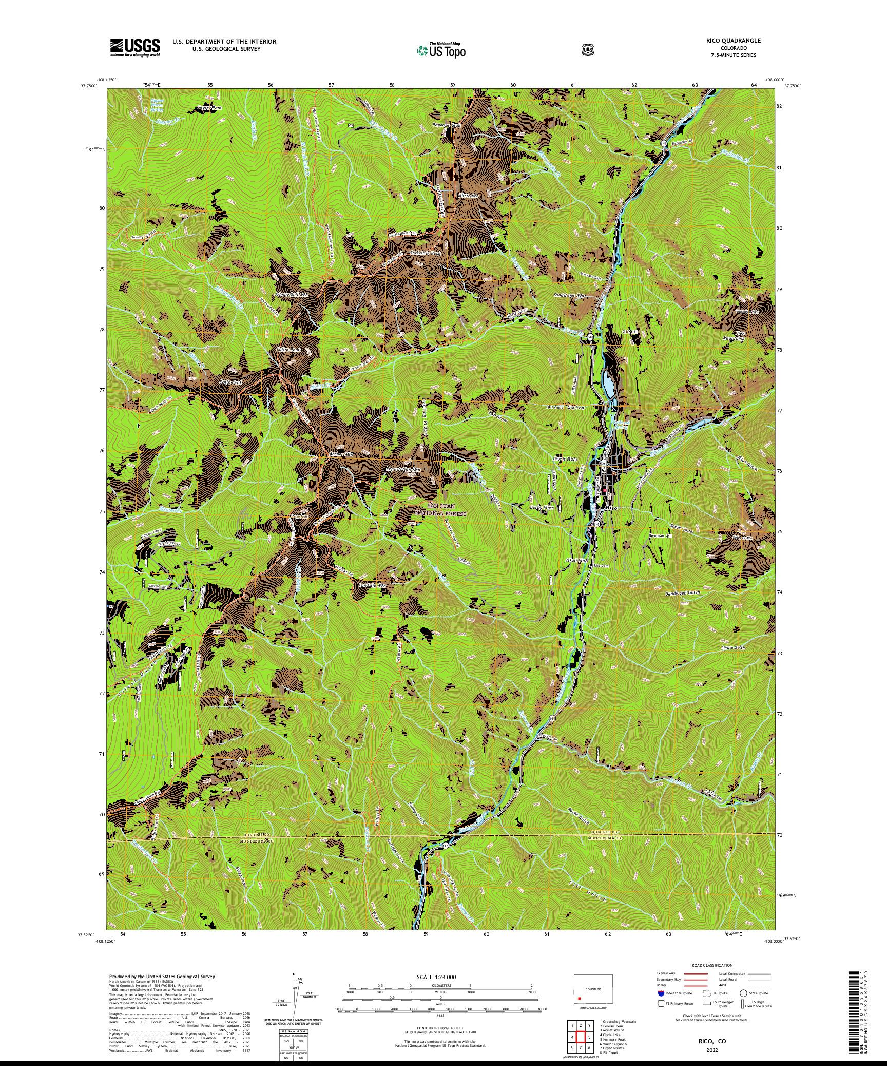 US TOPO 7.5-MINUTE MAP FOR RICO, CO