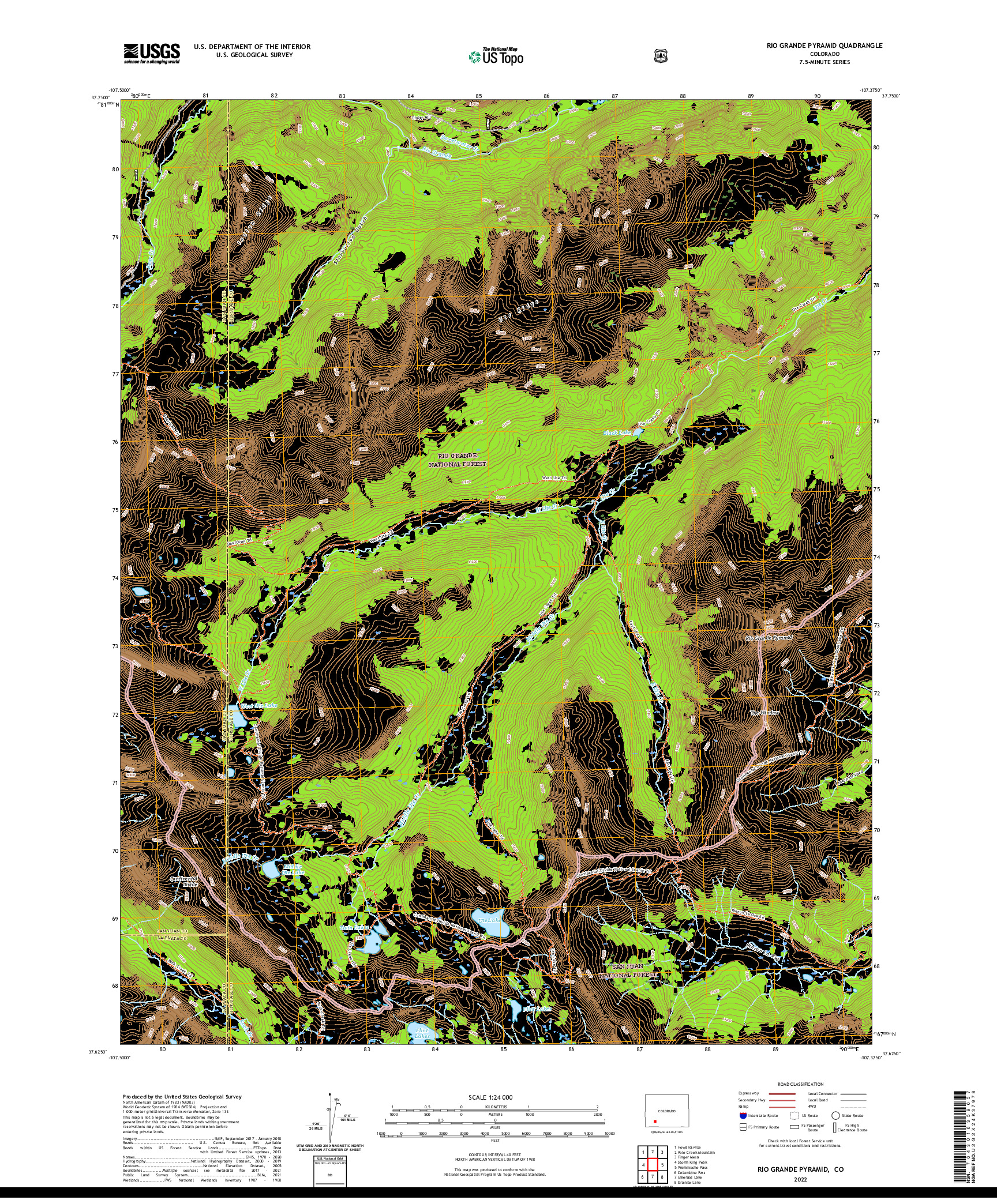 US TOPO 7.5-MINUTE MAP FOR RIO GRANDE PYRAMID, CO