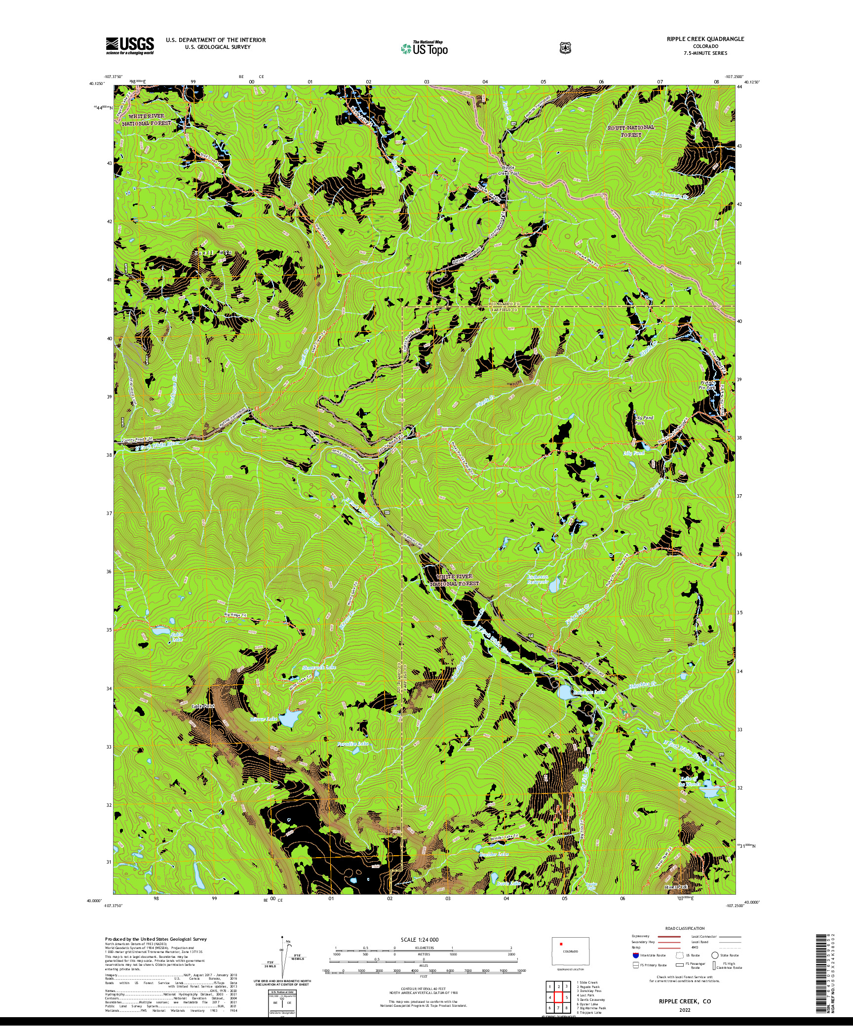 US TOPO 7.5-MINUTE MAP FOR RIPPLE CREEK, CO